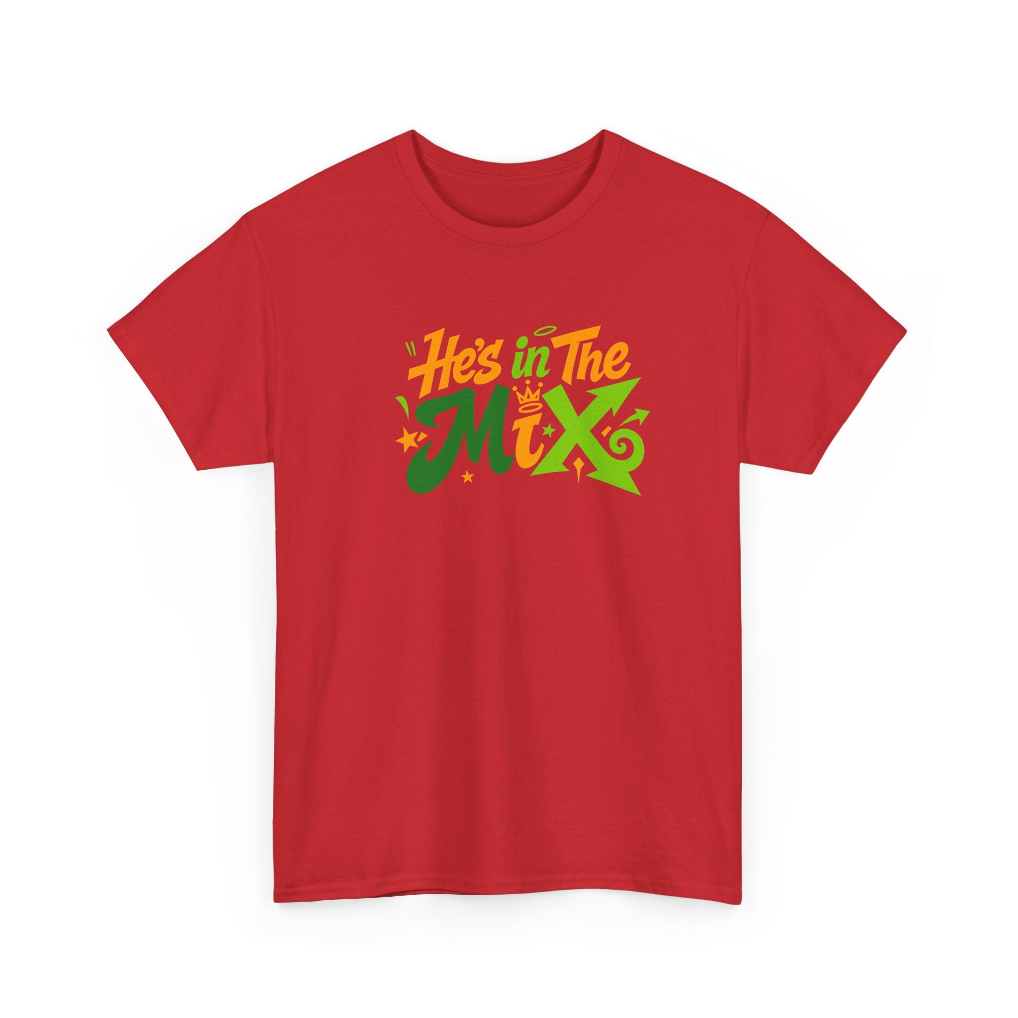 "He's in the Mix" T-Shirt — Retro Green & Orange DJ/Music Tee