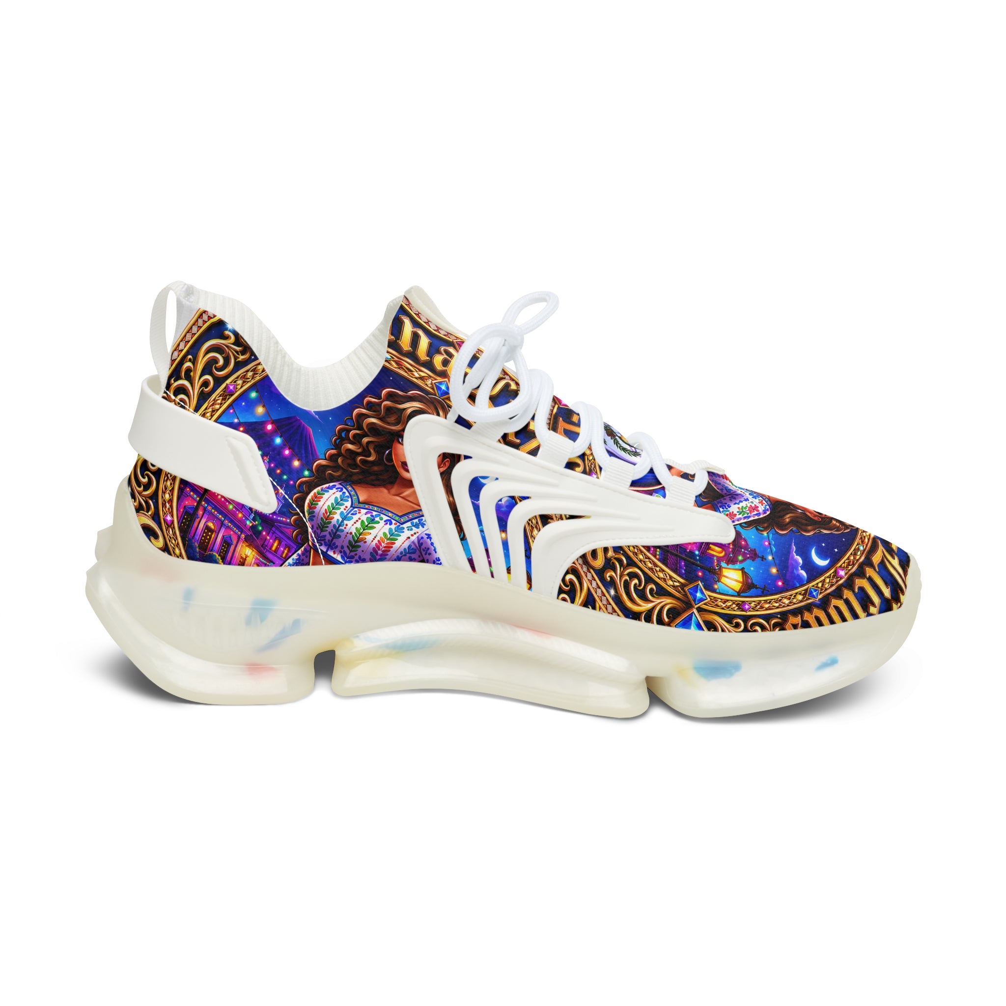 Women's Mesh Sneakers —"Chapina-Licious "Vibrant Saint-inspired Graphic Athletic Shoes