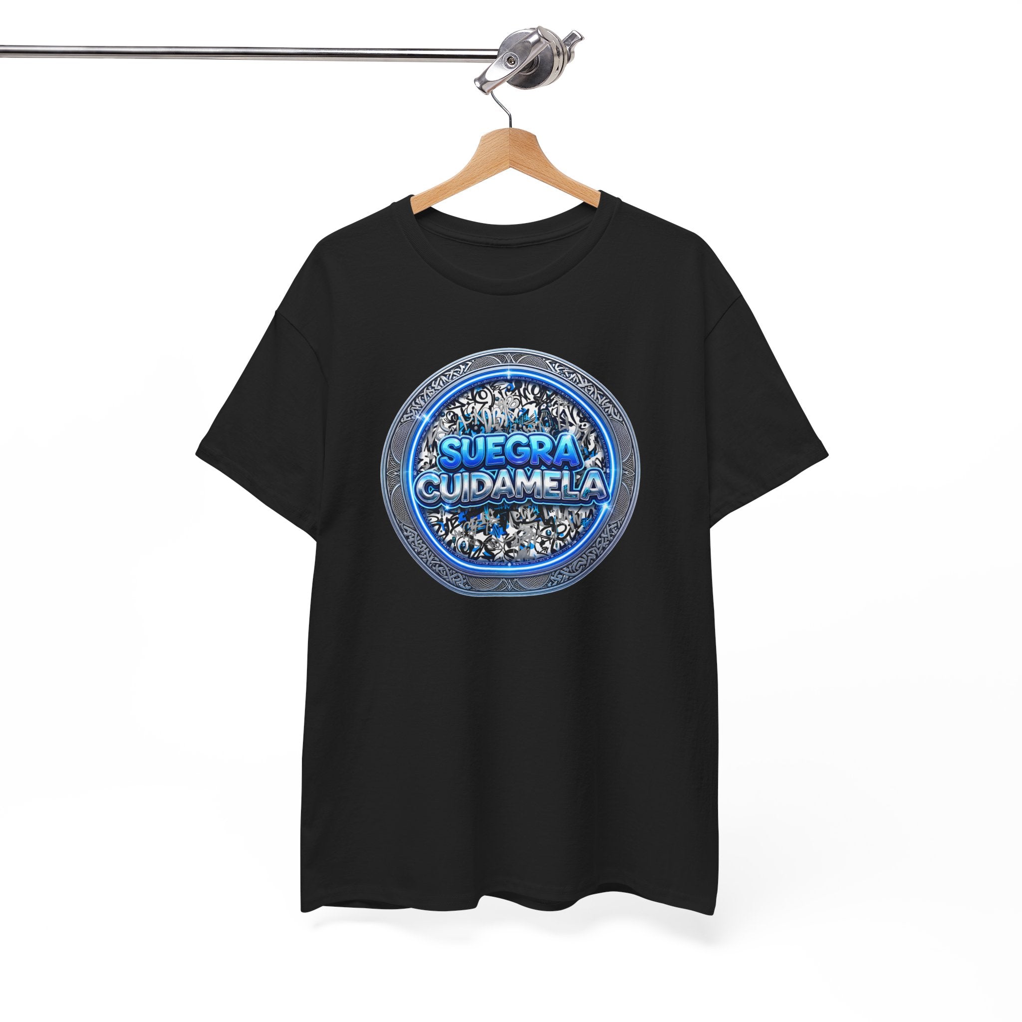 T-Shirt — Suegra Cuídame (Blue Floral Emblem)
