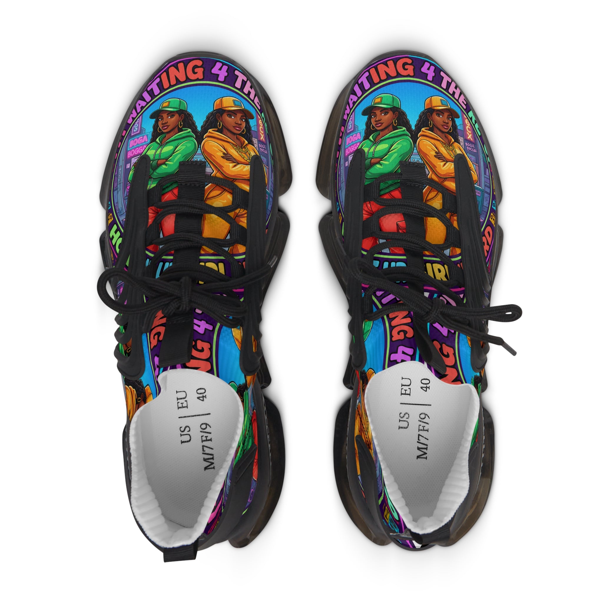 Women's Mesh Sneakers — 'Im Waiting For The Re-Up' Street Art Design