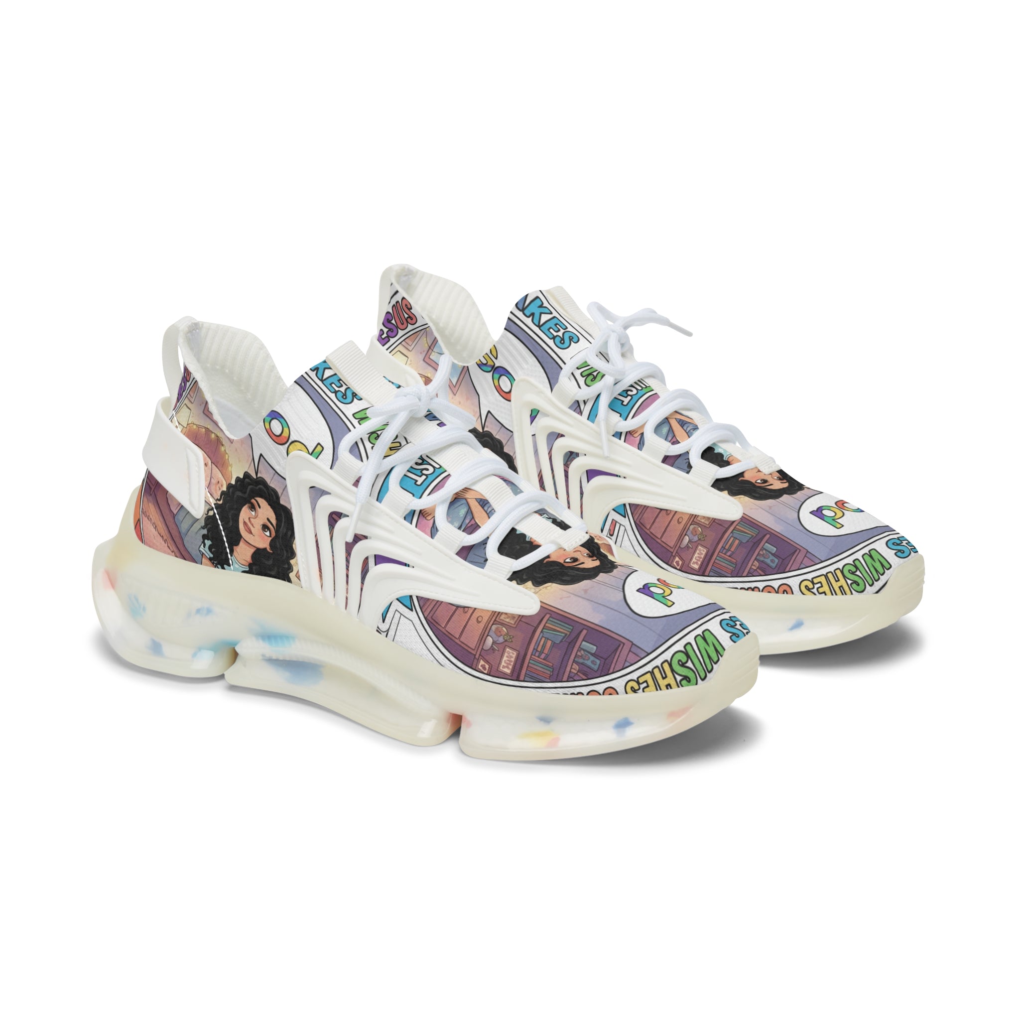 Mesh Sneakers — Inspirational  "Jesus Christ Makes Wishes Come True "Graphic Women’s Athletic Shoes