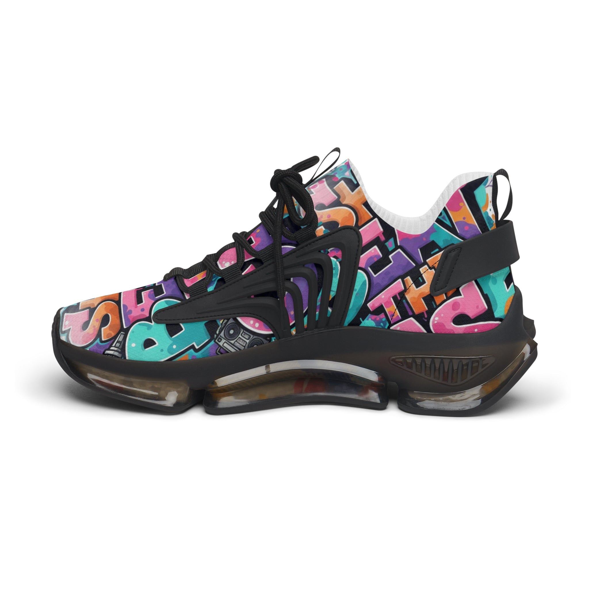 Women’s Mesh Sneakers —"She Beat The Case"Colorful Graffiti Statement Athletic Shoes