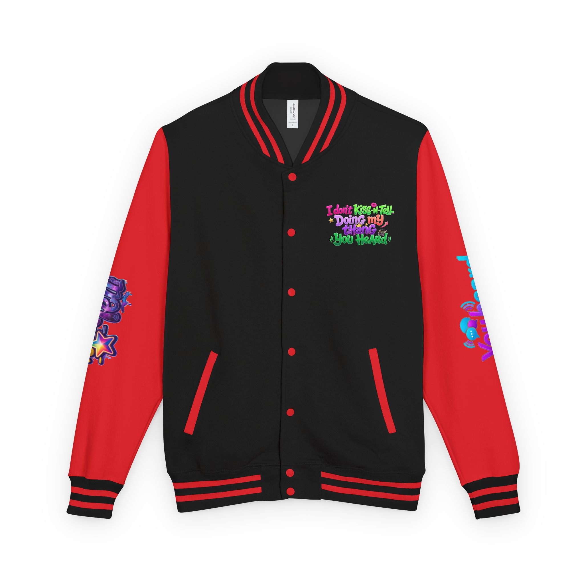 Letterman Jacket — "I Don't Kiss-N-Tell, Doing My Thang You Heard" Colorful Streetwear