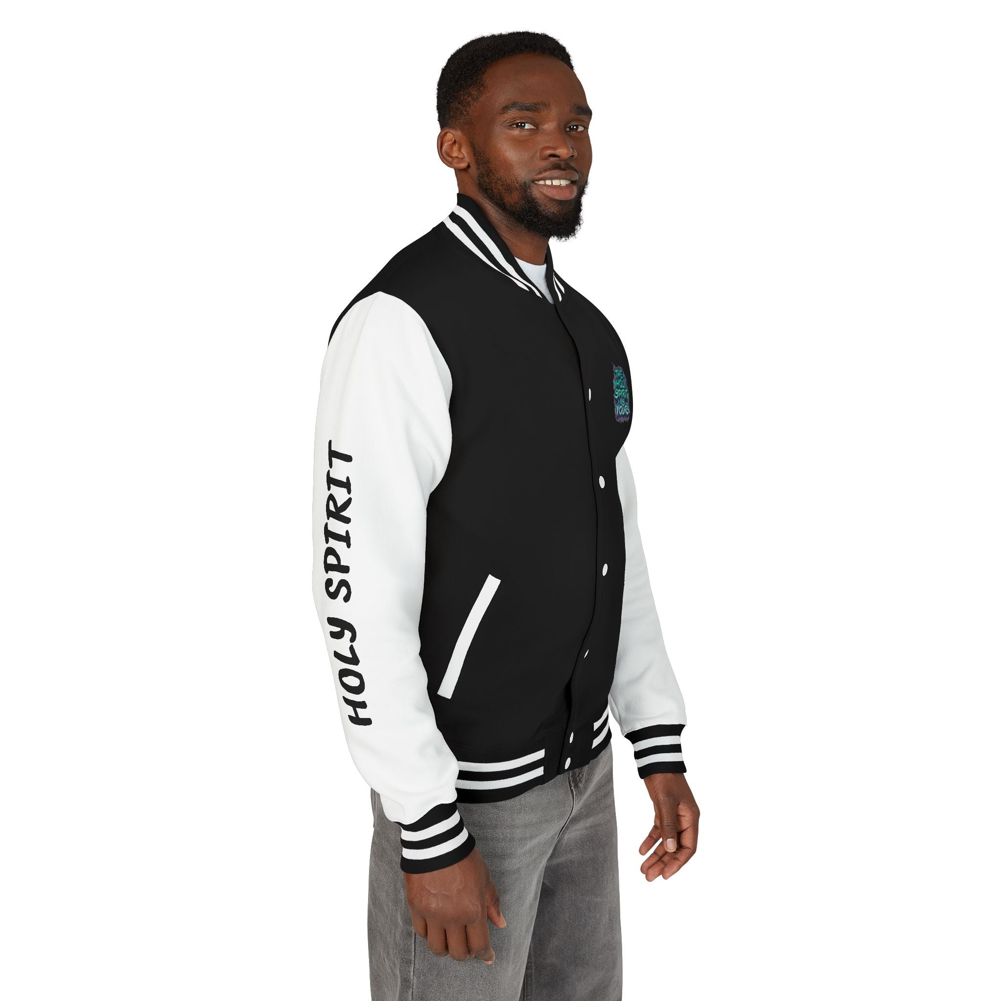Letterman Jacket — "The Holy Spirit Is Yours" Graphic
