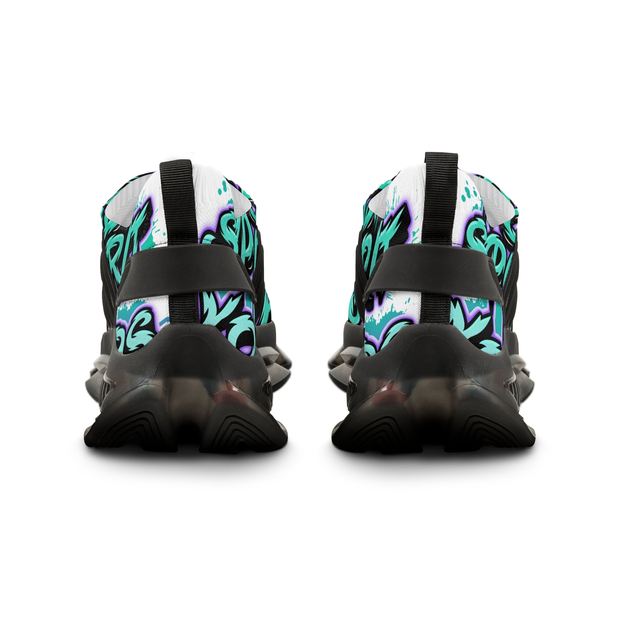 Men's Mesh Sneakers —"The Holy Spirit Is Yours'Bold Teal Graffiti Pattern Athletic Shoes