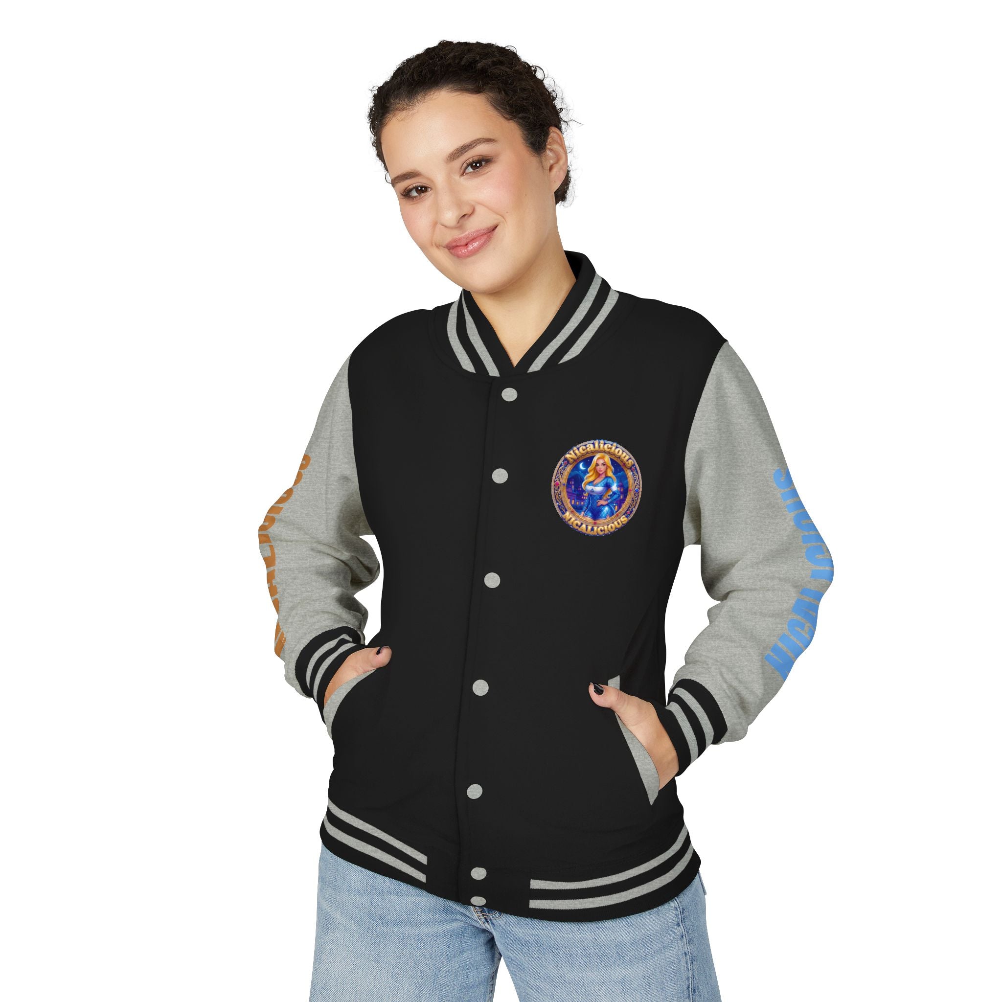 Letterman Jacket — 'Nicalicious' Retro Varsity Jacket with Angel Crest