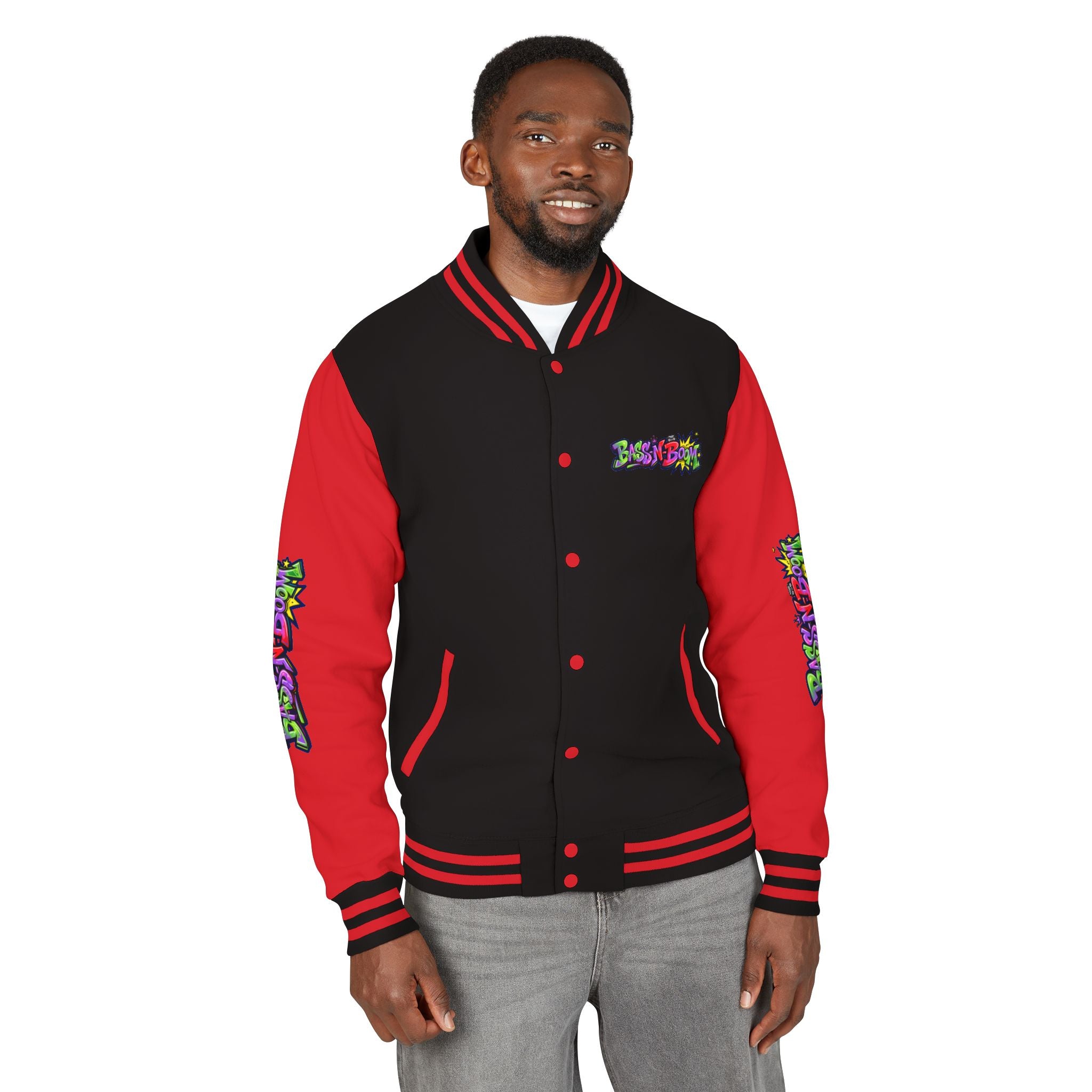 Letterman Jacket — 'Bass N Boom' Graffiti Bomber