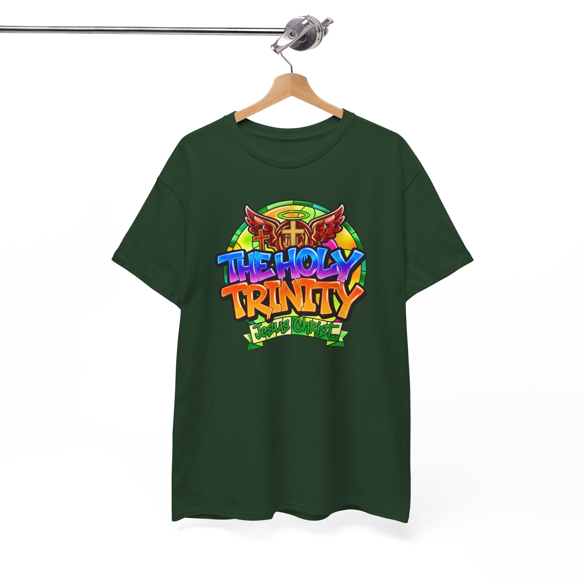 Holy Trinity Graphic Tee — Colorful Faith-Inspired Streetwear T-Shirt