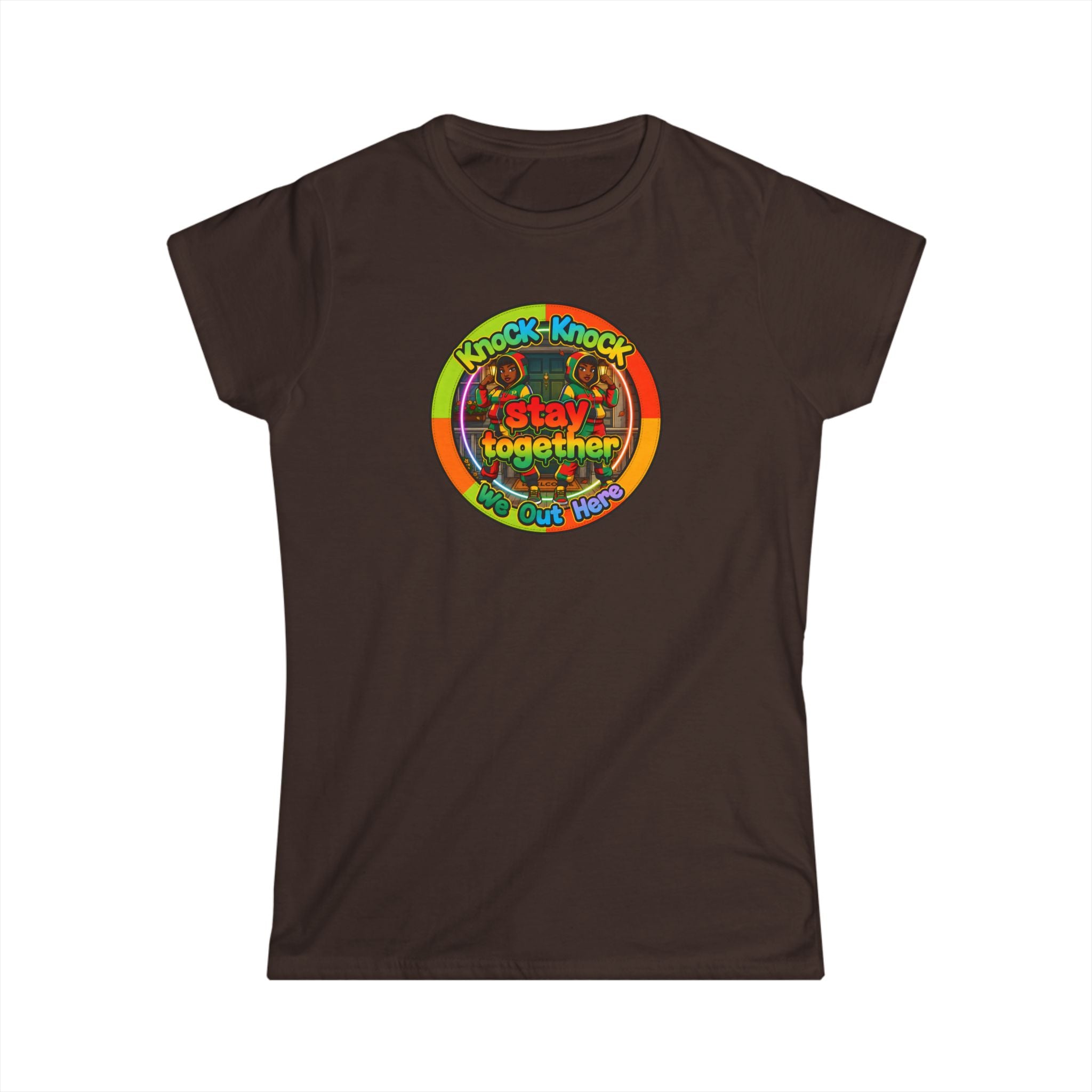 T‑Shirt — 'Knock Knock Stay Together' Retro Color Wheel Graphic Tee
