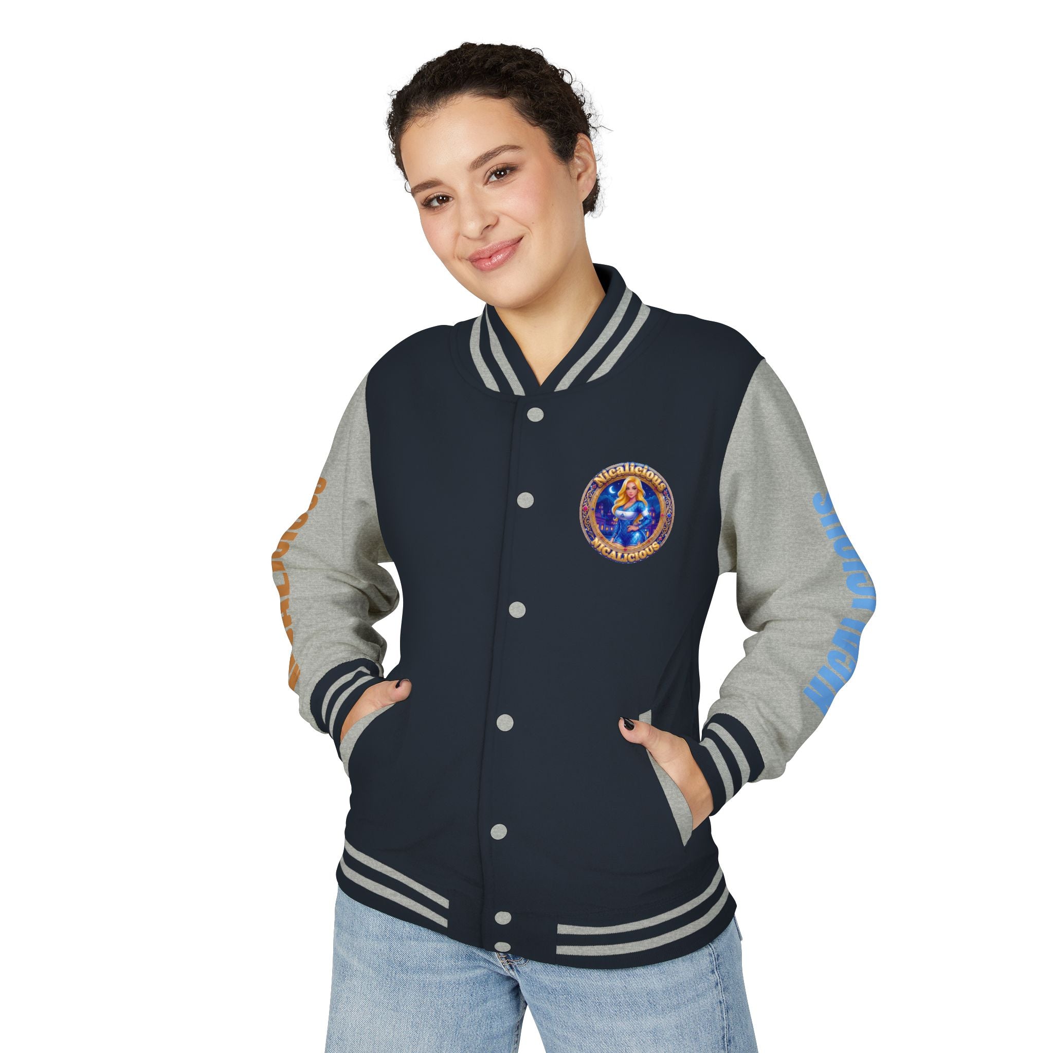 Letterman Jacket — 'Nicalicious' Retro Varsity Jacket with Angel Crest