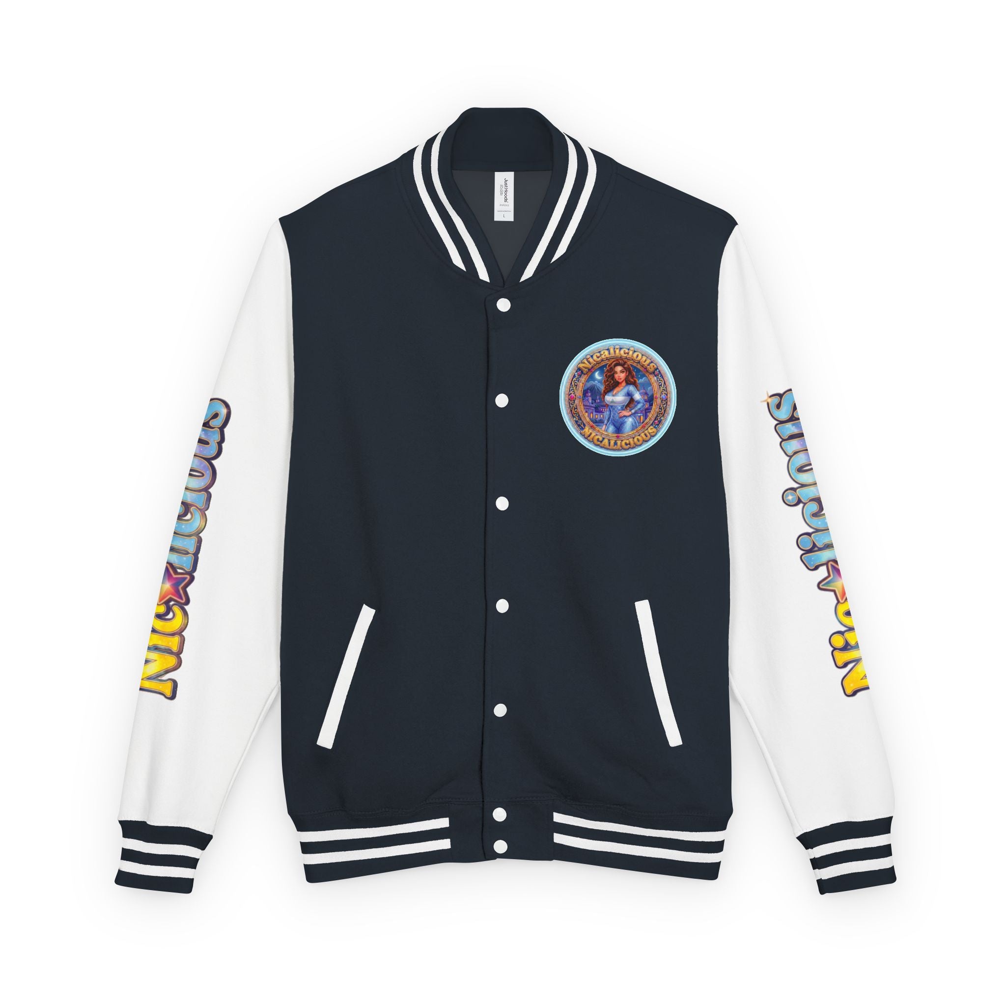 "Nicalicious" Letterman Jacket - Retro Pinup Graphic Varsity Bomber