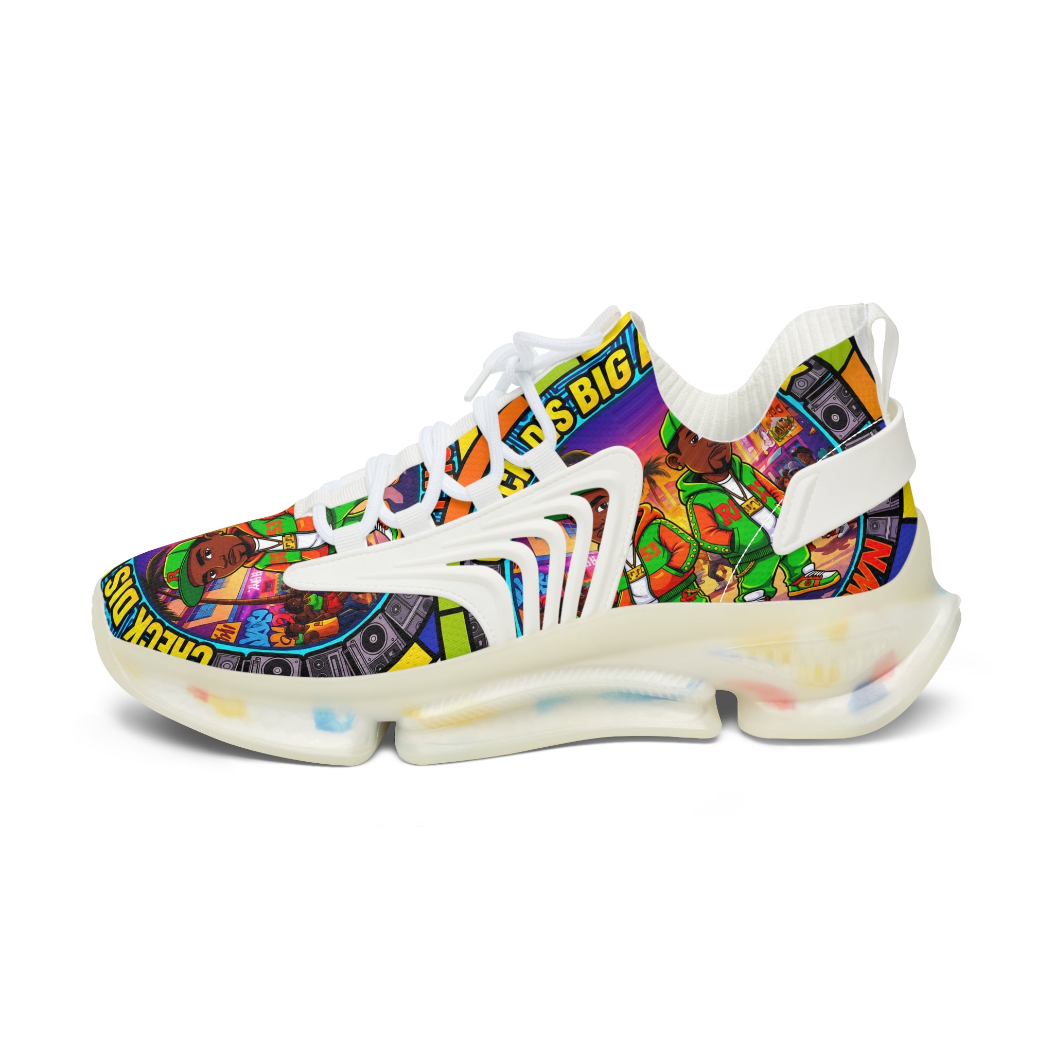 Women's Mesh Sneakers — Colorful Retro 'Check Dis Big Boy Remix' Graphic Trainers