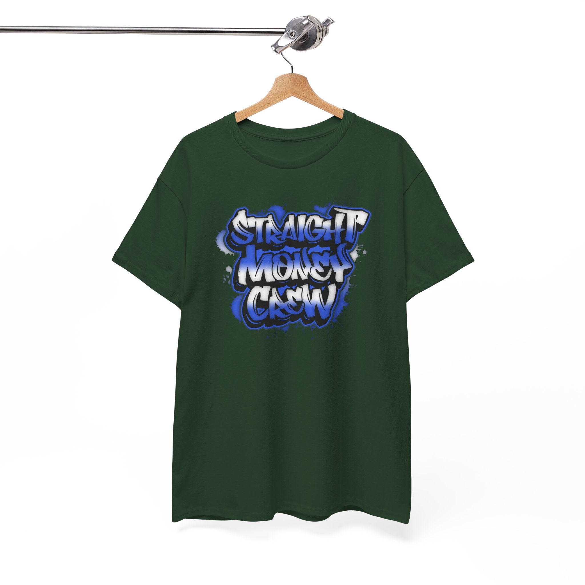 T-Shirt — "Stackin' Money Crew" Blue Graffiti Graphic Tee
