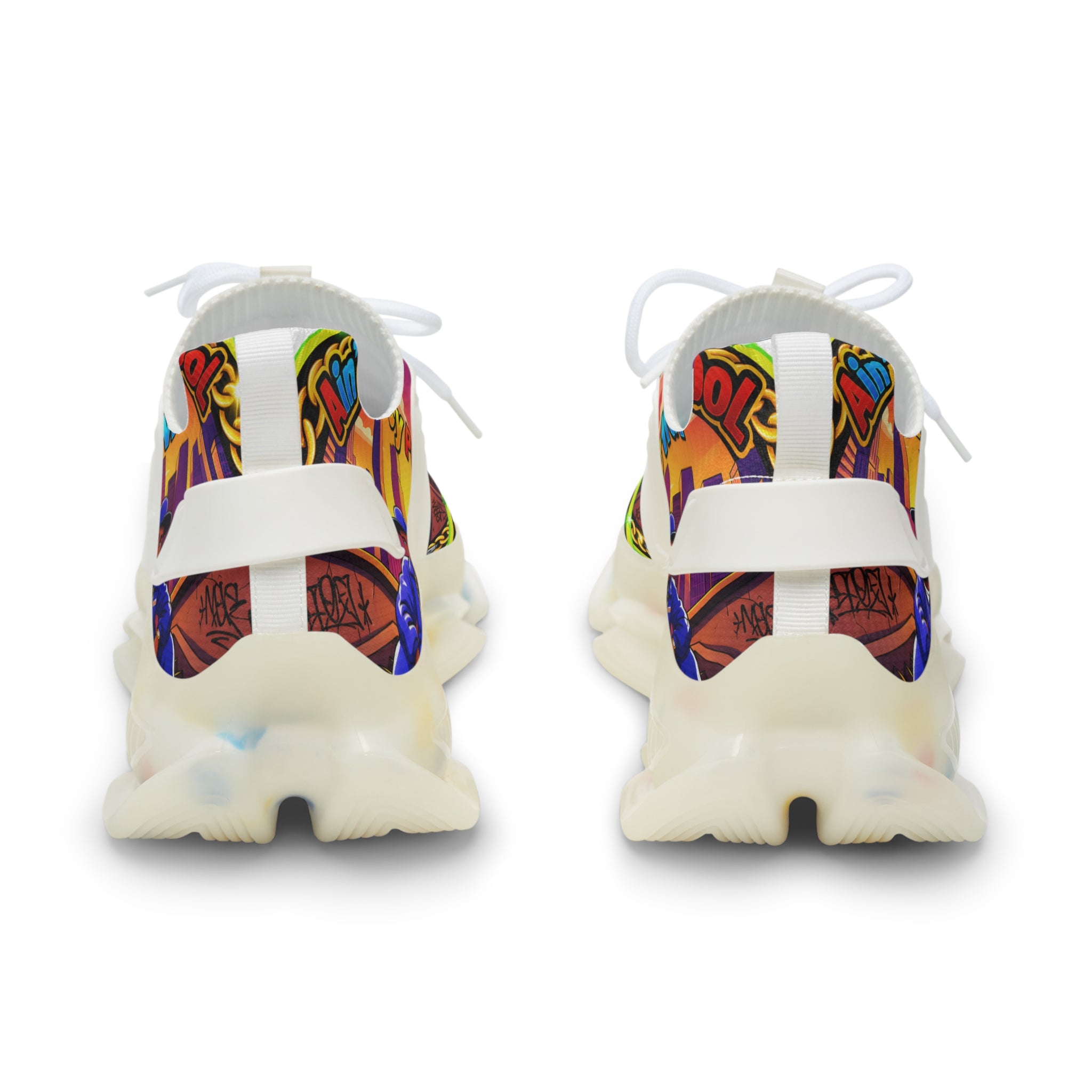 Mesh Sneakers — " Aint Nothing Like The Old School " Retro Neon City Graphic Men's Athletic Shoes