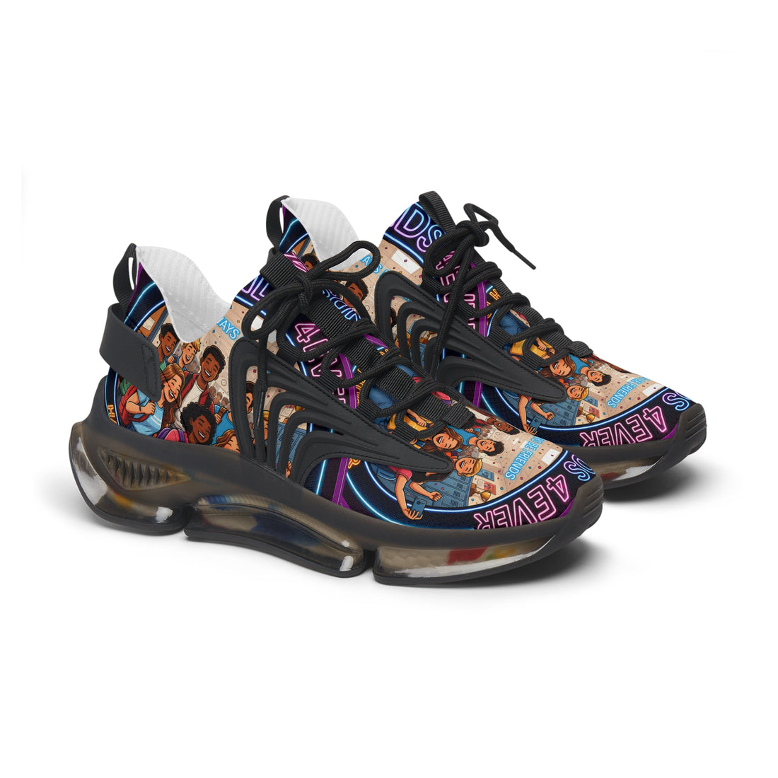 Mesh Sneakers — 'Friends 4Ever' Retro Group Photo Graphic Women's Athletic Shoes