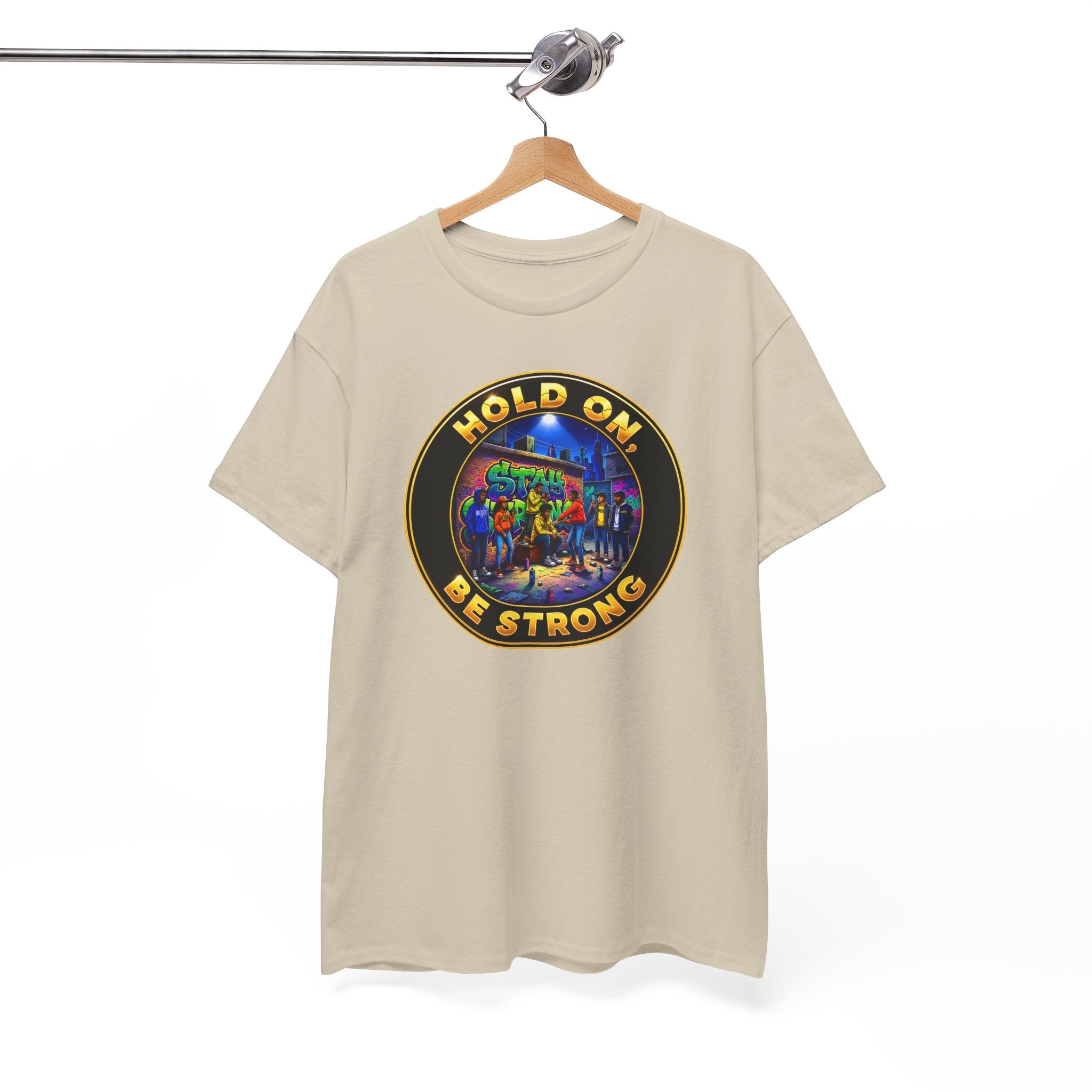 T-Shirt — 'Hold On Be Strong' Inspirational Retro Circle Graphic Tee
