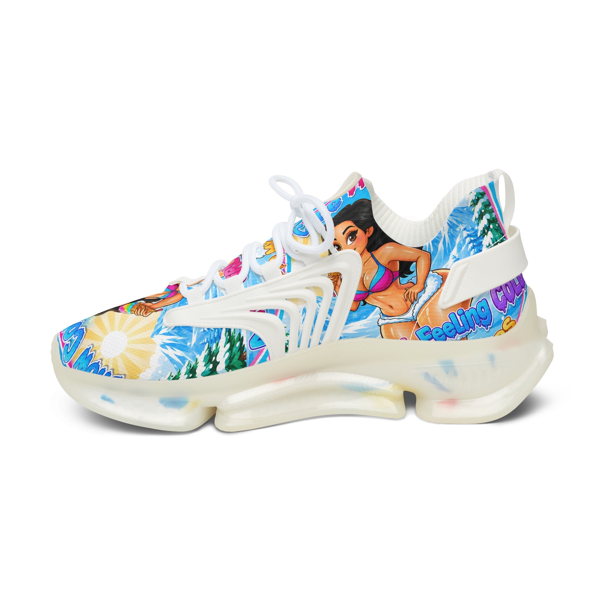 Women's Mesh Sneakers —"Snow Cone Hot Girl "Tropical Beach Babe Graphic Sneakers