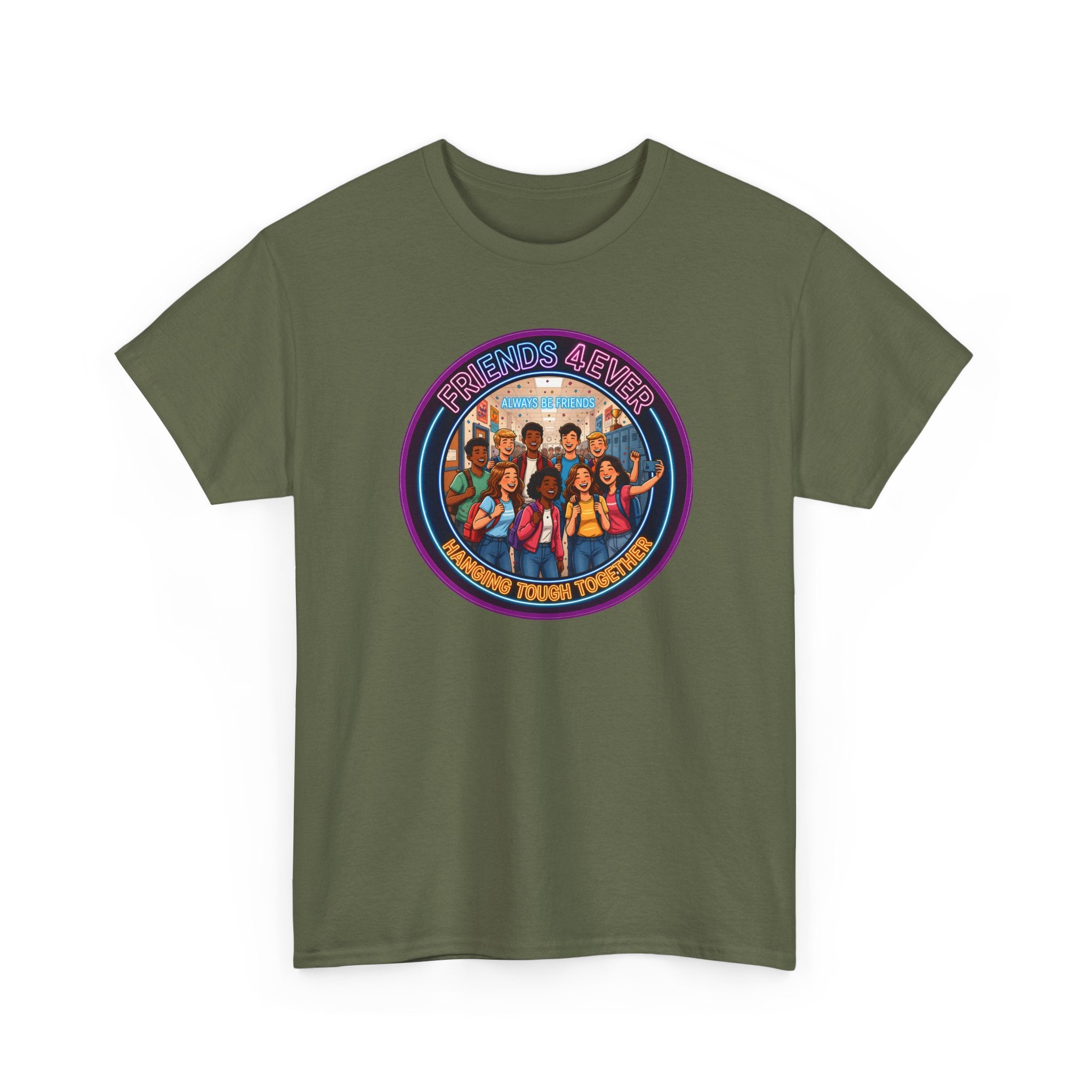 Graphic Tee — Retro Group Illustration "Friends Forever"