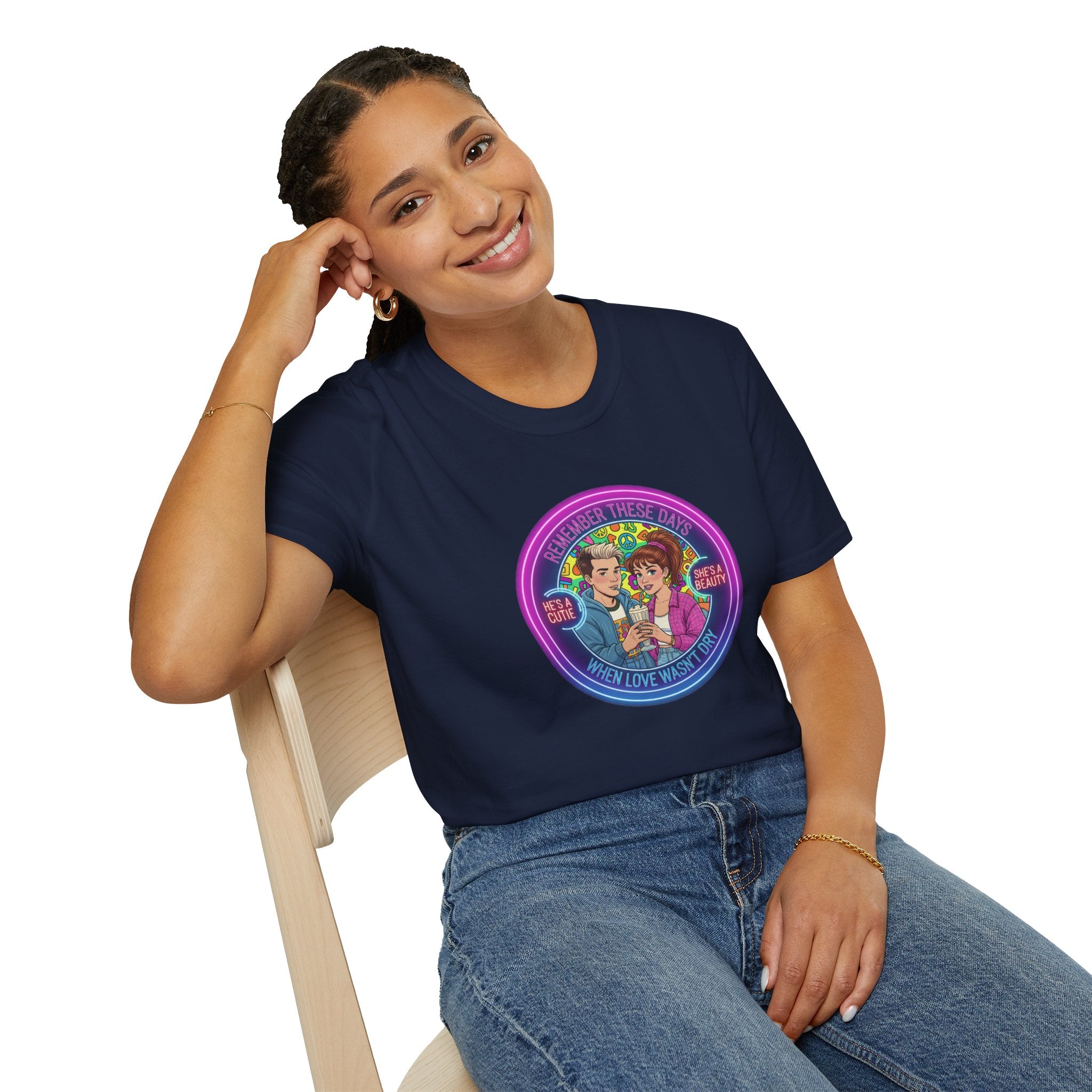 Retro Pride Couple T-Shirt — "I Love What I Love" Rainbow Graphic