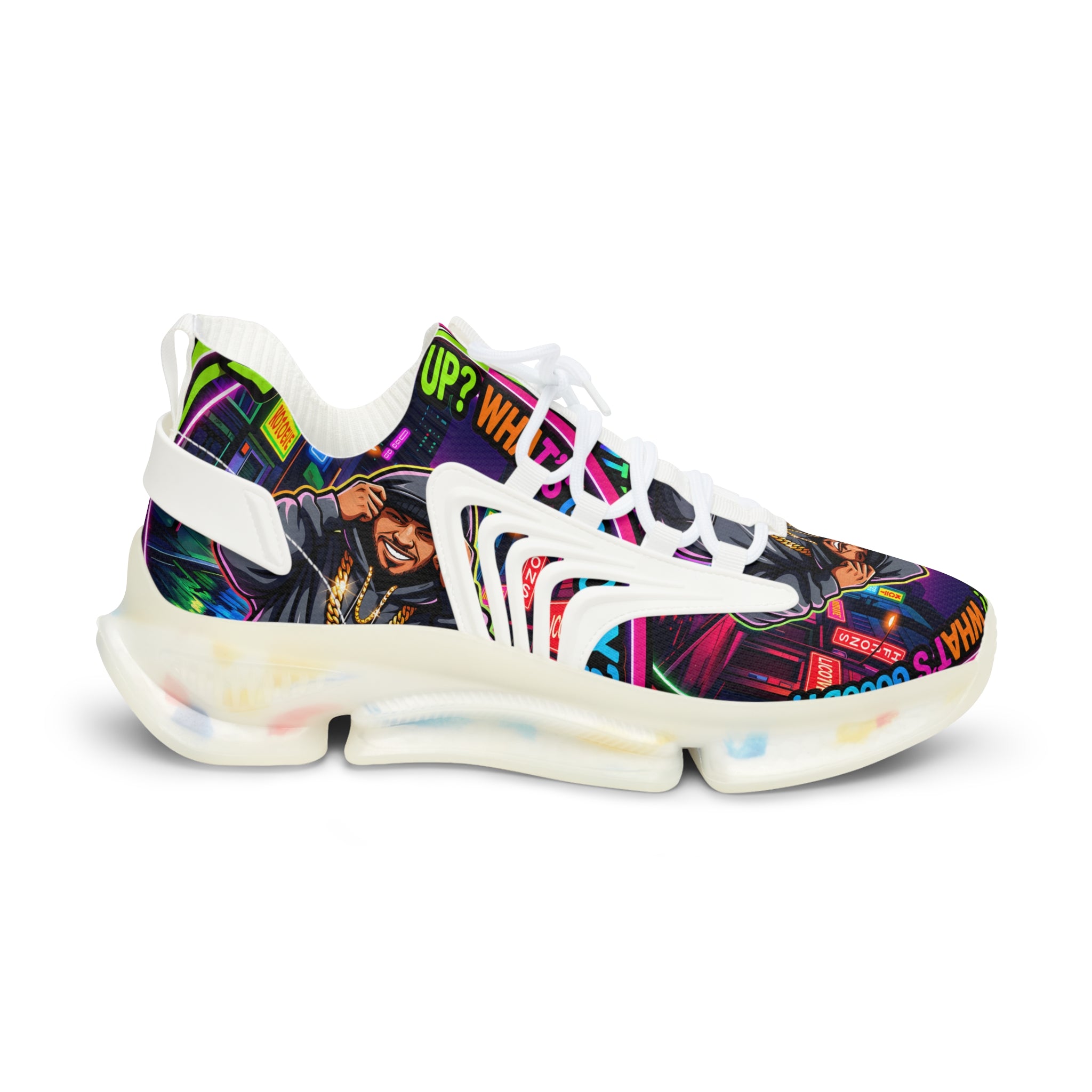 Men's Mesh Sneakers — " Yo, What's up? Rapper Graphic Athletic Shoes