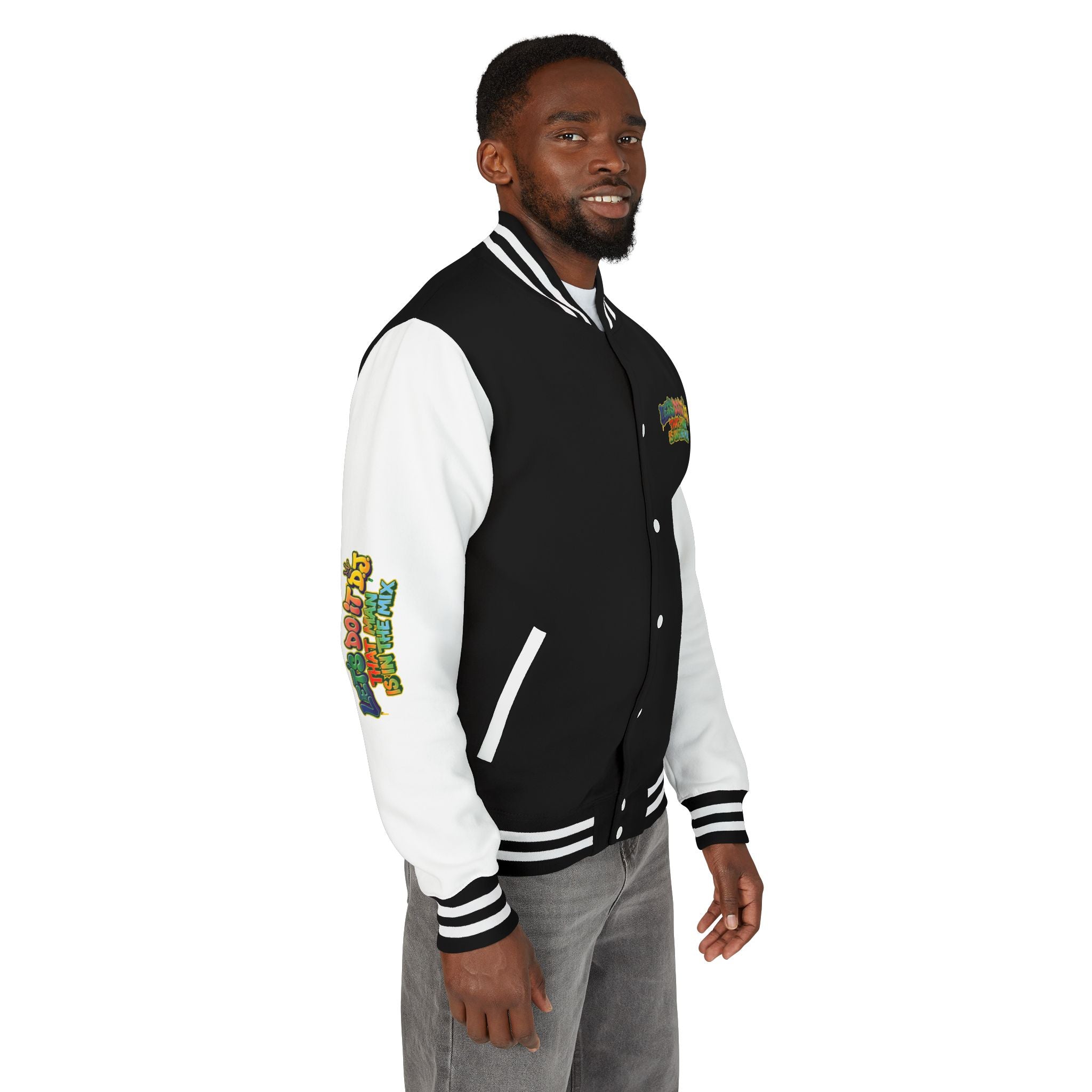 Letterman Jacket — 'Let's Do It' DJ Graphic Varsity Jacket