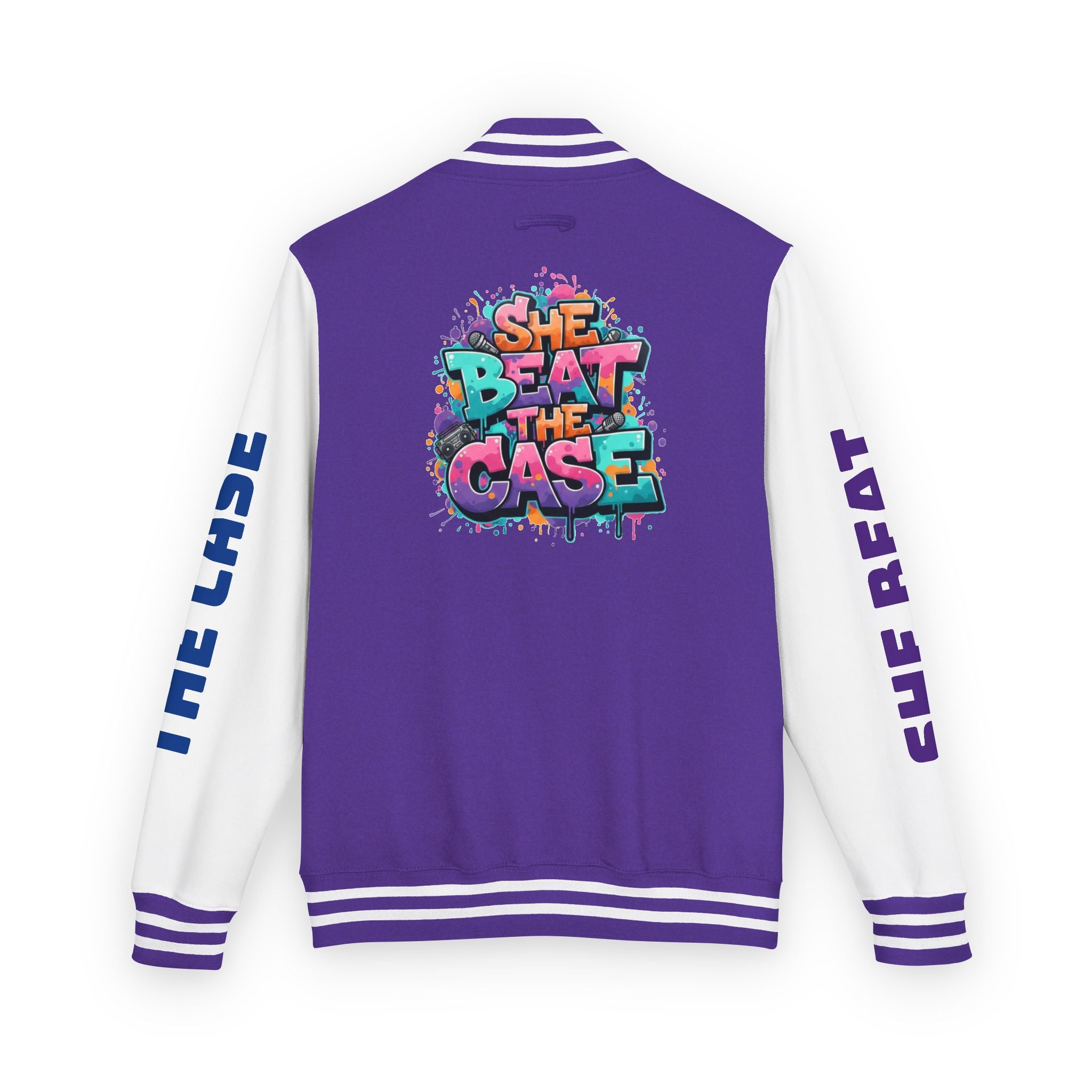 Letterman Jacket — “She Beat the Case” Colorful Graffiti Backprint