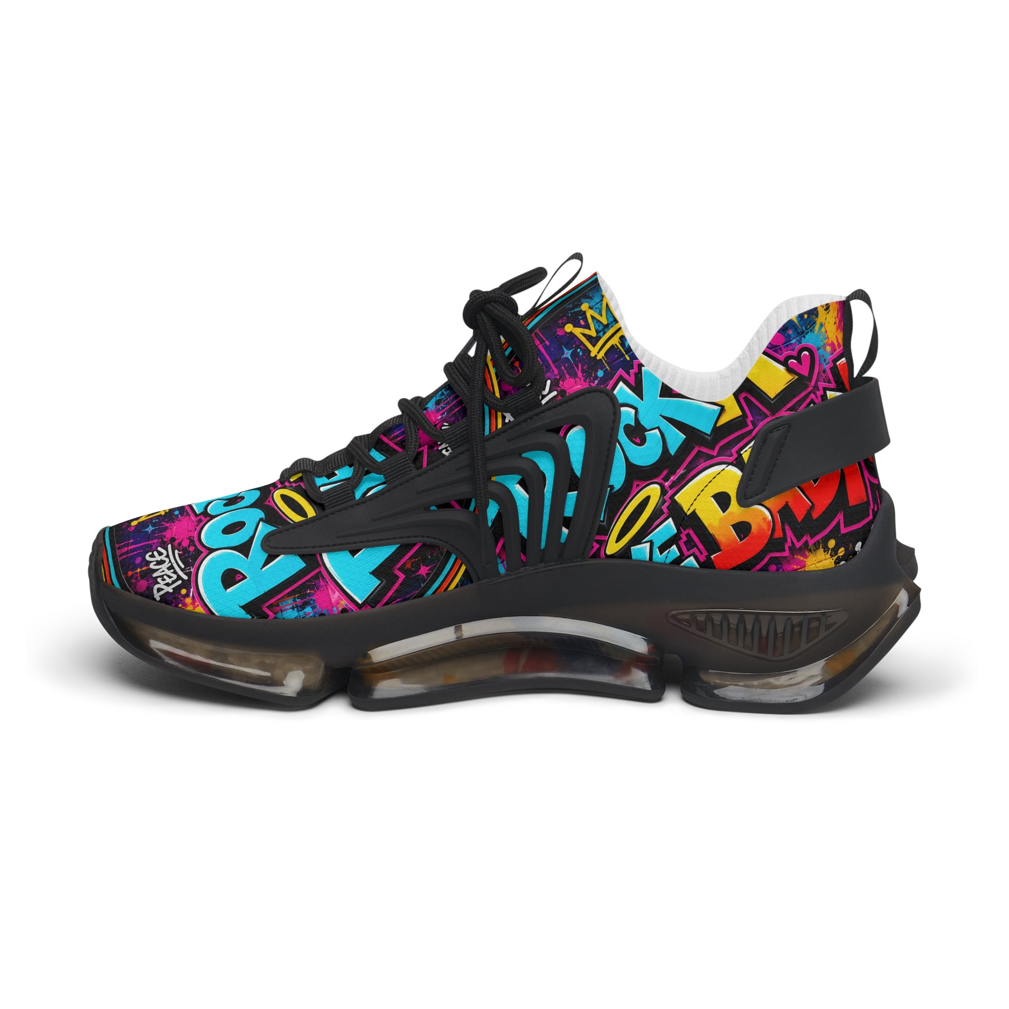 Women's Mesh Sneakers - Bold Graffiti 'Rock A Bye Baby' Streetwear Running Shoes