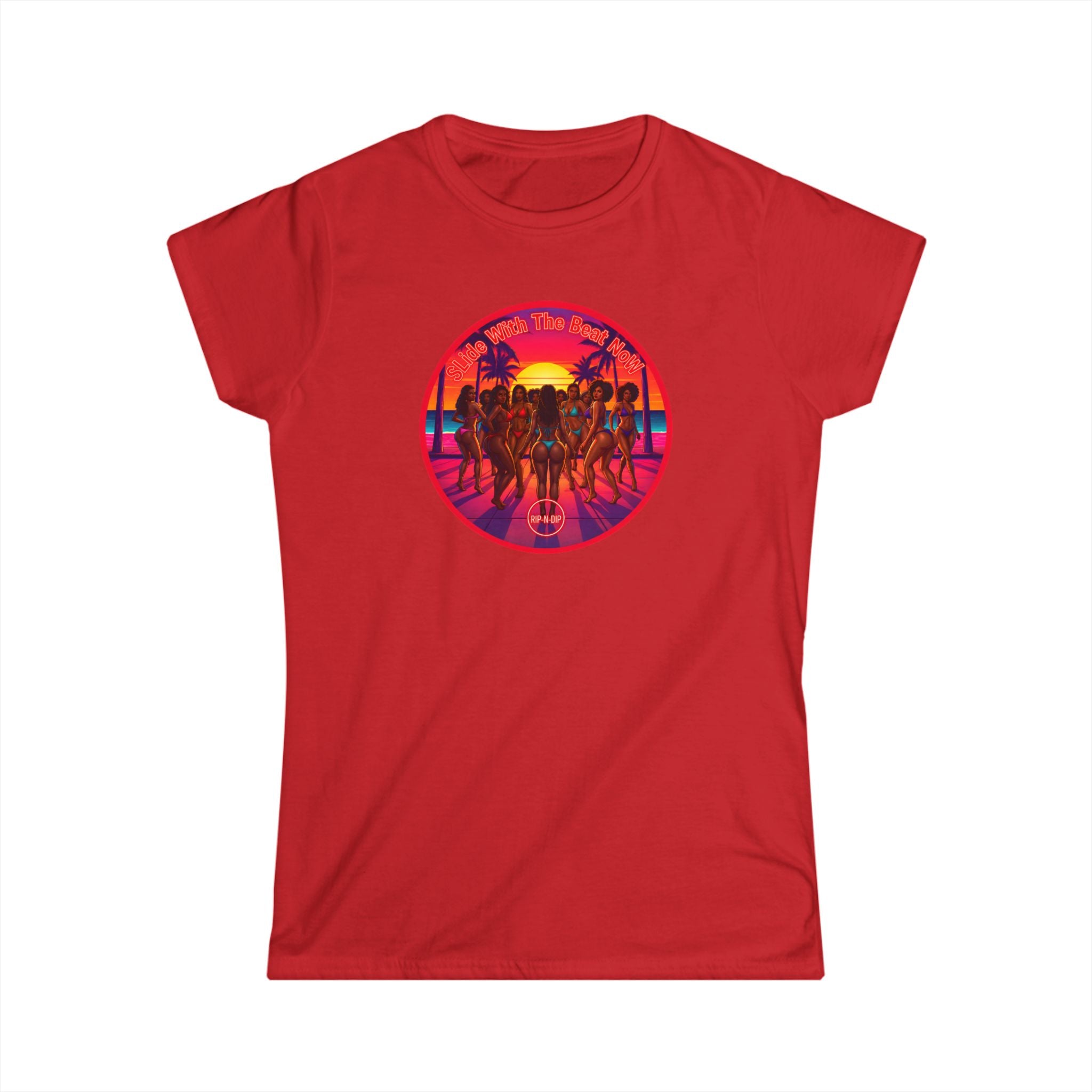 Women's Softstyle Tee — '' Slide With The Best Now" Classic White Crewneck T-Shirt