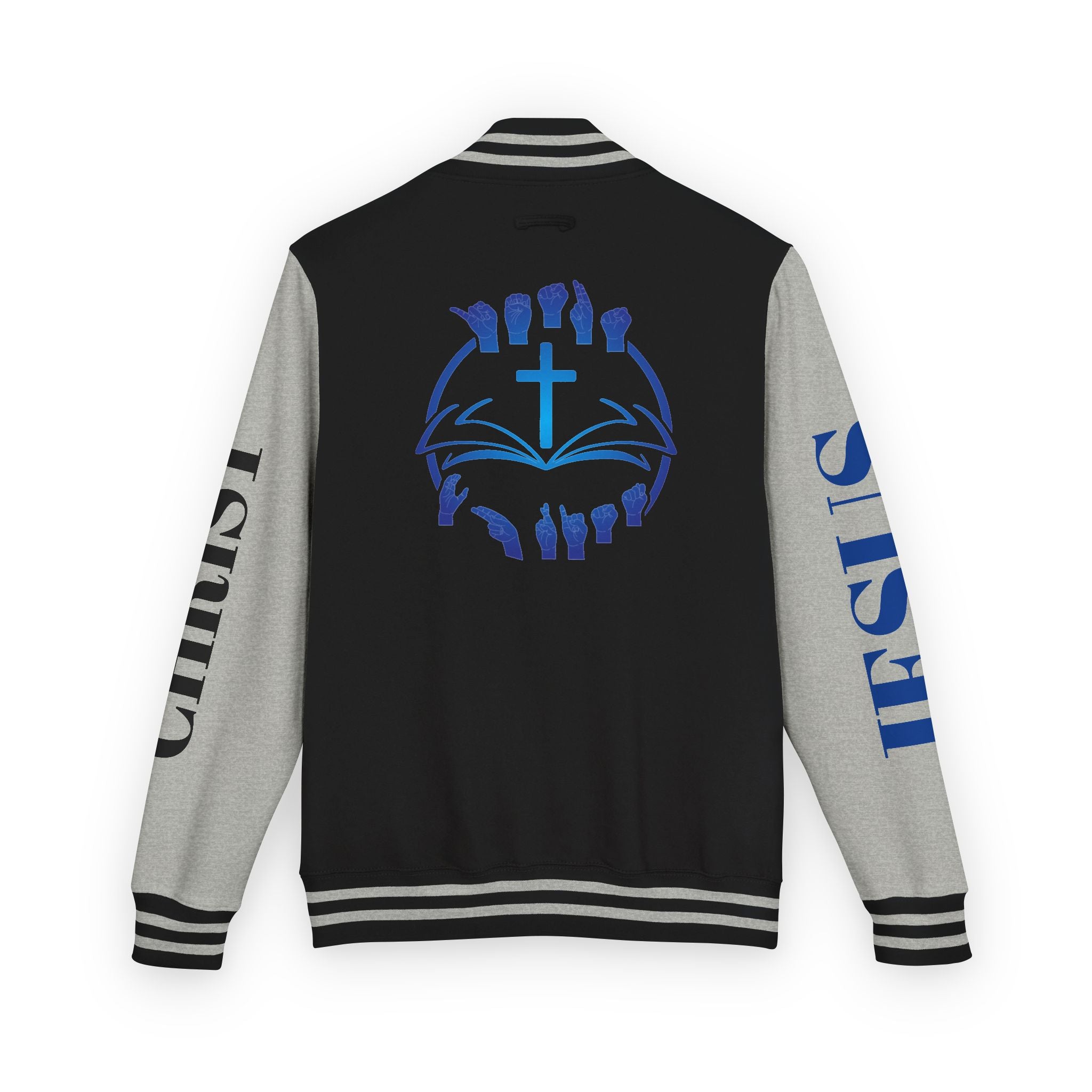 Christian Cross Letterman Jacket — Faith Crewneck Varsity Jacket