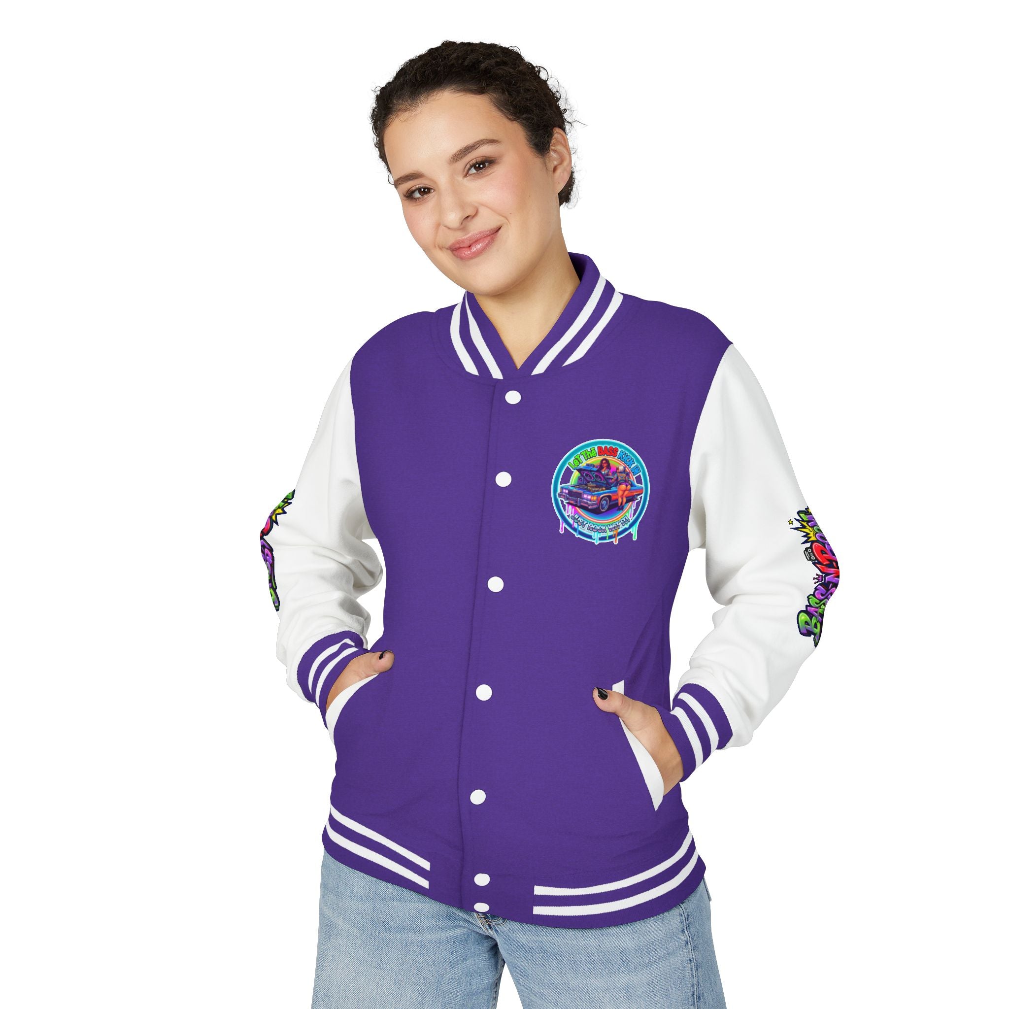 Letterman Jacket — ' Let The Bass Kick In' Retro Lowrider Crew Graphic