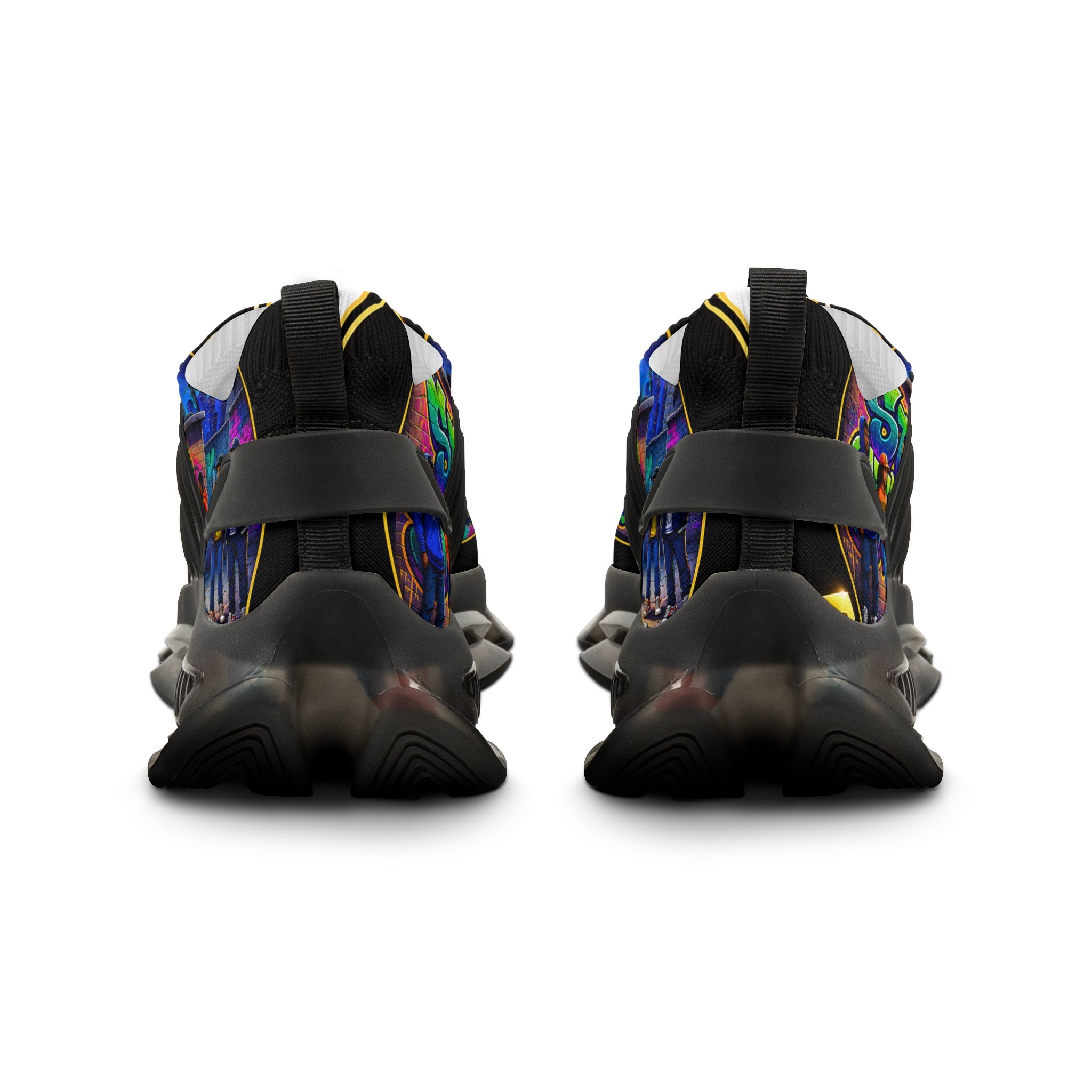Men's Mesh Sneakers — "Hold On Be Strong" Retro Arcade Graffiti Print Athletic Shoes