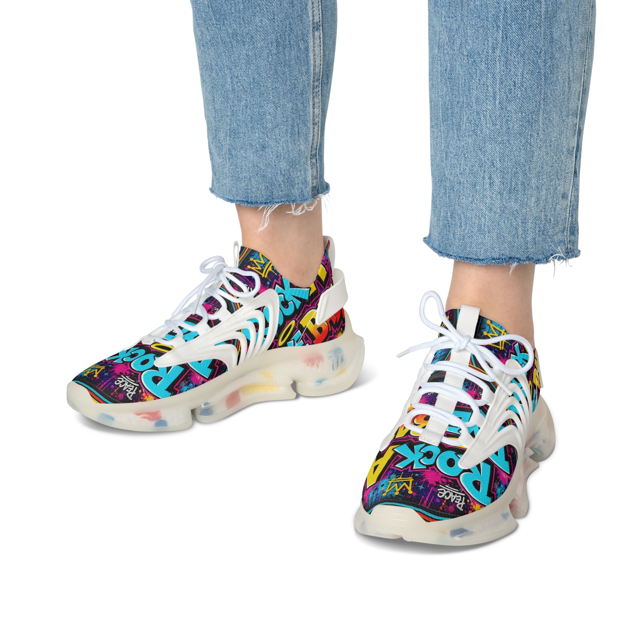 Women's Mesh Sneakers - Bold Graffiti 'Rock A Bye Baby' Streetwear Running Shoes