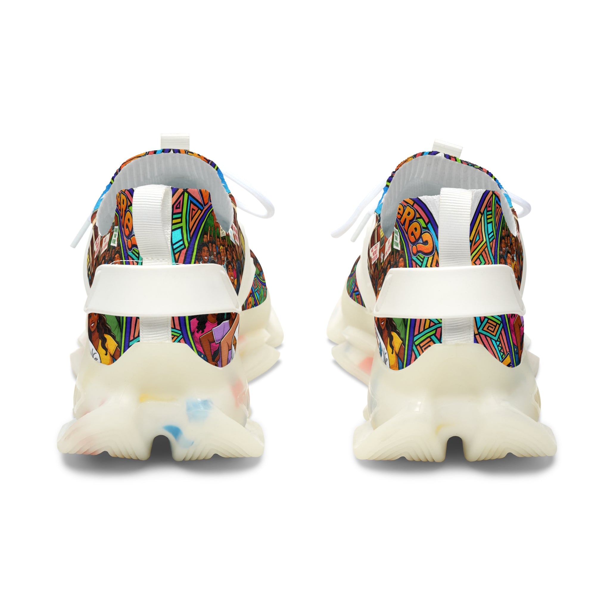 Mesh Sneakers — " What's The #1 School Out There " Colorful Retro School Girl Graphic Athletic Shoes