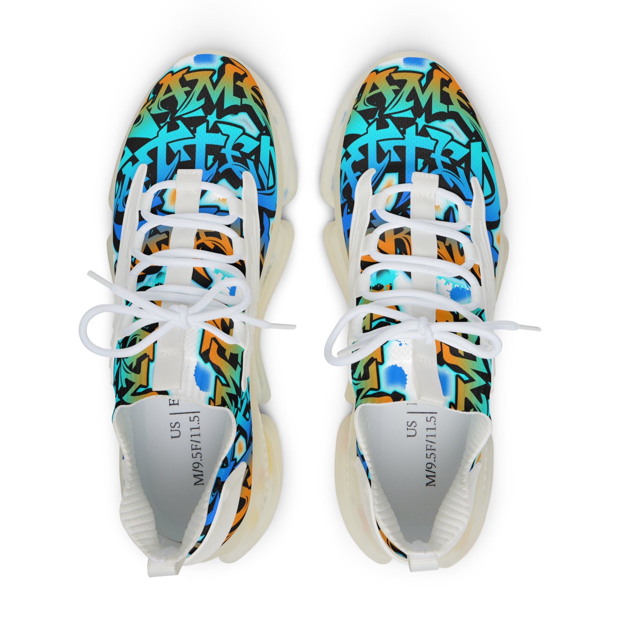 Mesh Sneakers —" Gamer Tatted Foreva" Graffiti Streetwear Athletic Shoes for Men