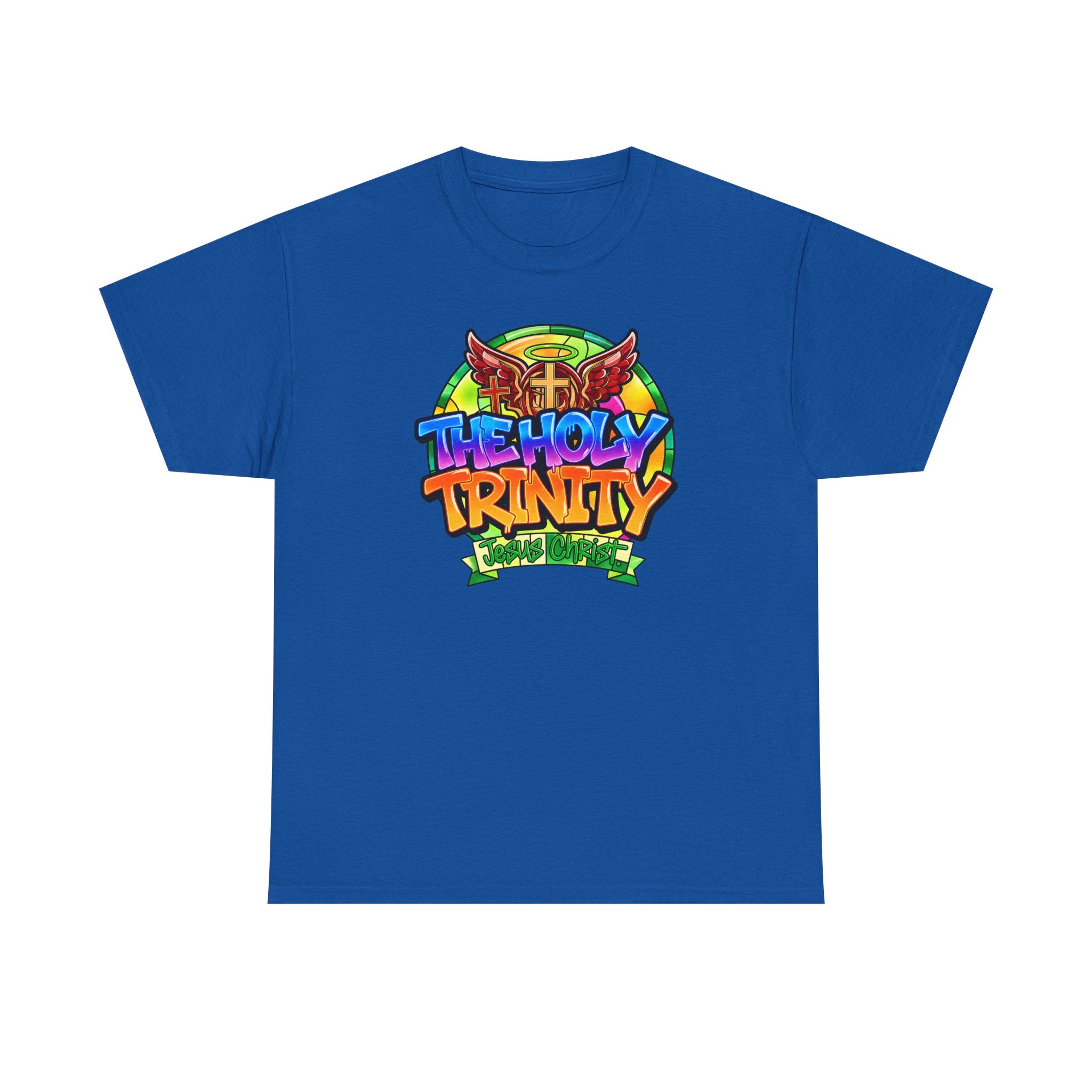 Holy Trinity Graphic Tee — Colorful Faith-Inspired Streetwear T-Shirt
