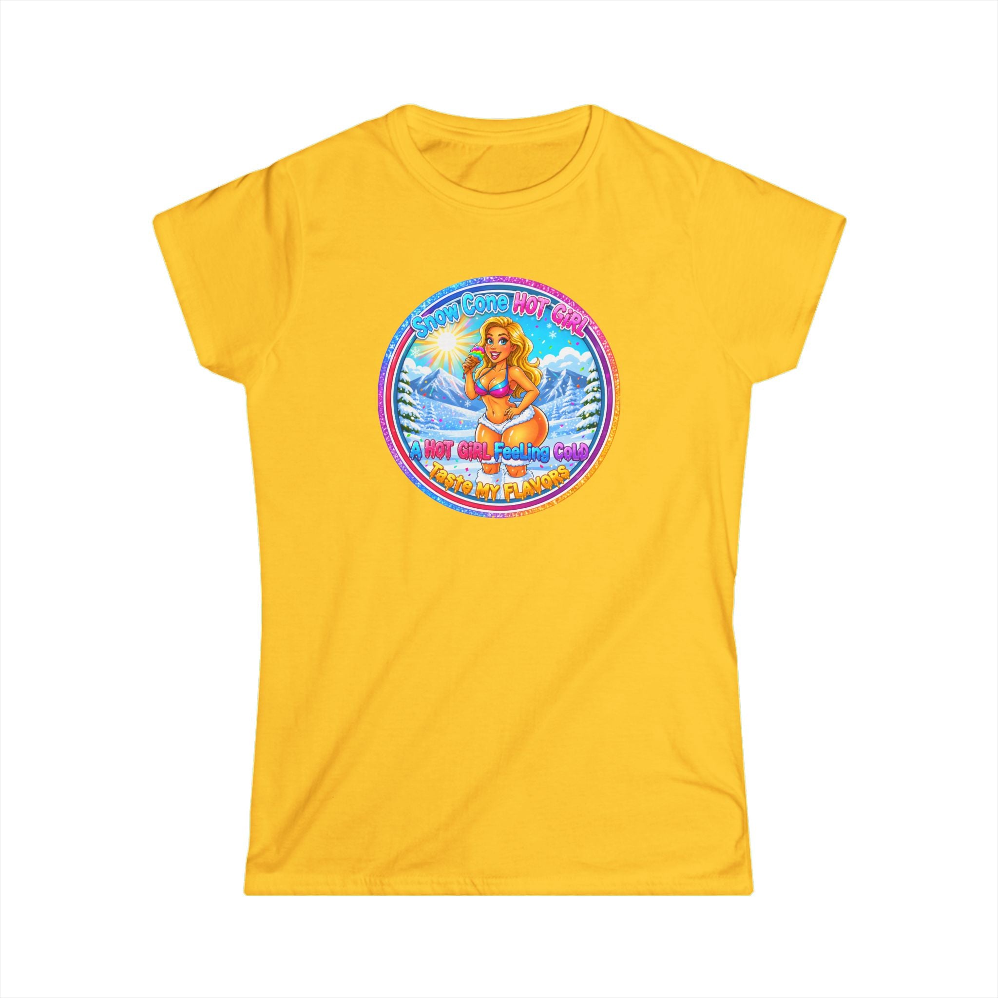 Retro Beach Pinup Tee — "Snow Cone Hot Girl" Women's T-Shirt