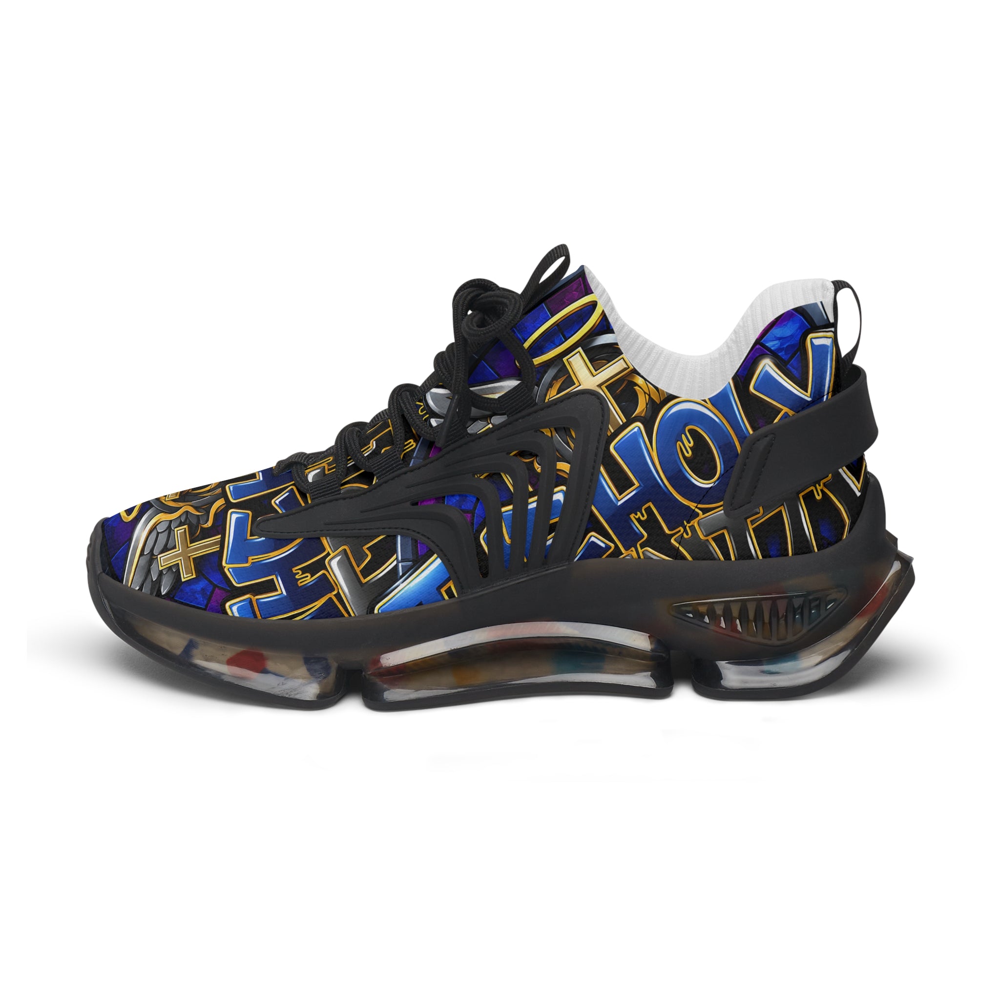 Mesh Sneakers — Bold Graffiti Halo Design for Women