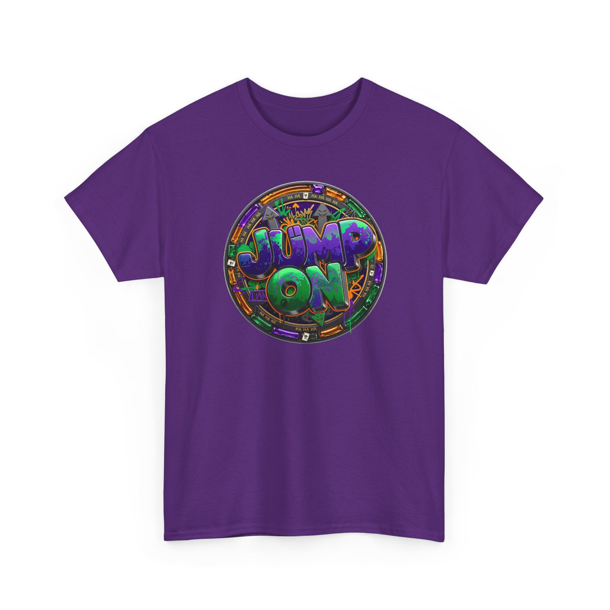 " Jump On" Circle Graphic Tee — Retro Neon Streetwear T-Shirt