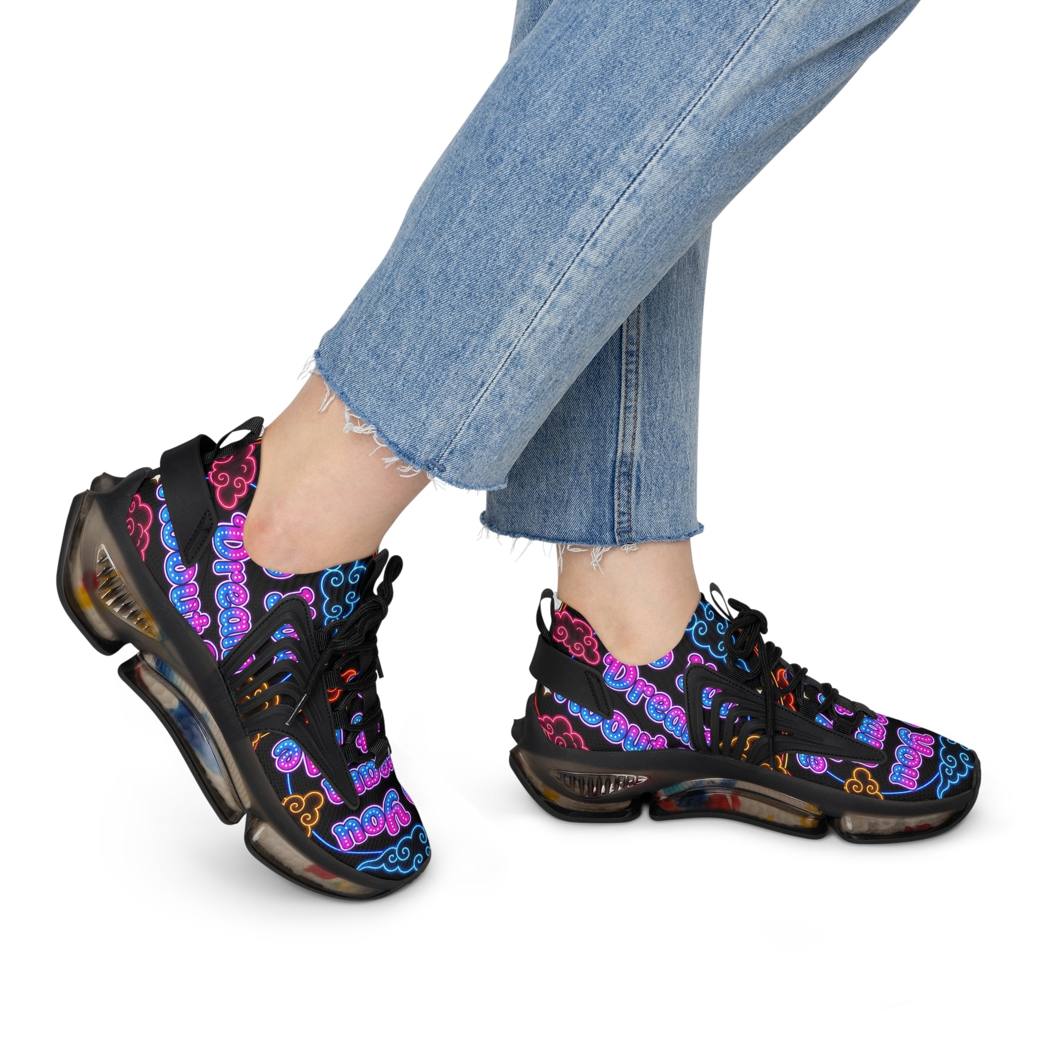 Women's Mesh Sneakers — Neon Cloud 'Do You Dream' Athletic Shoes