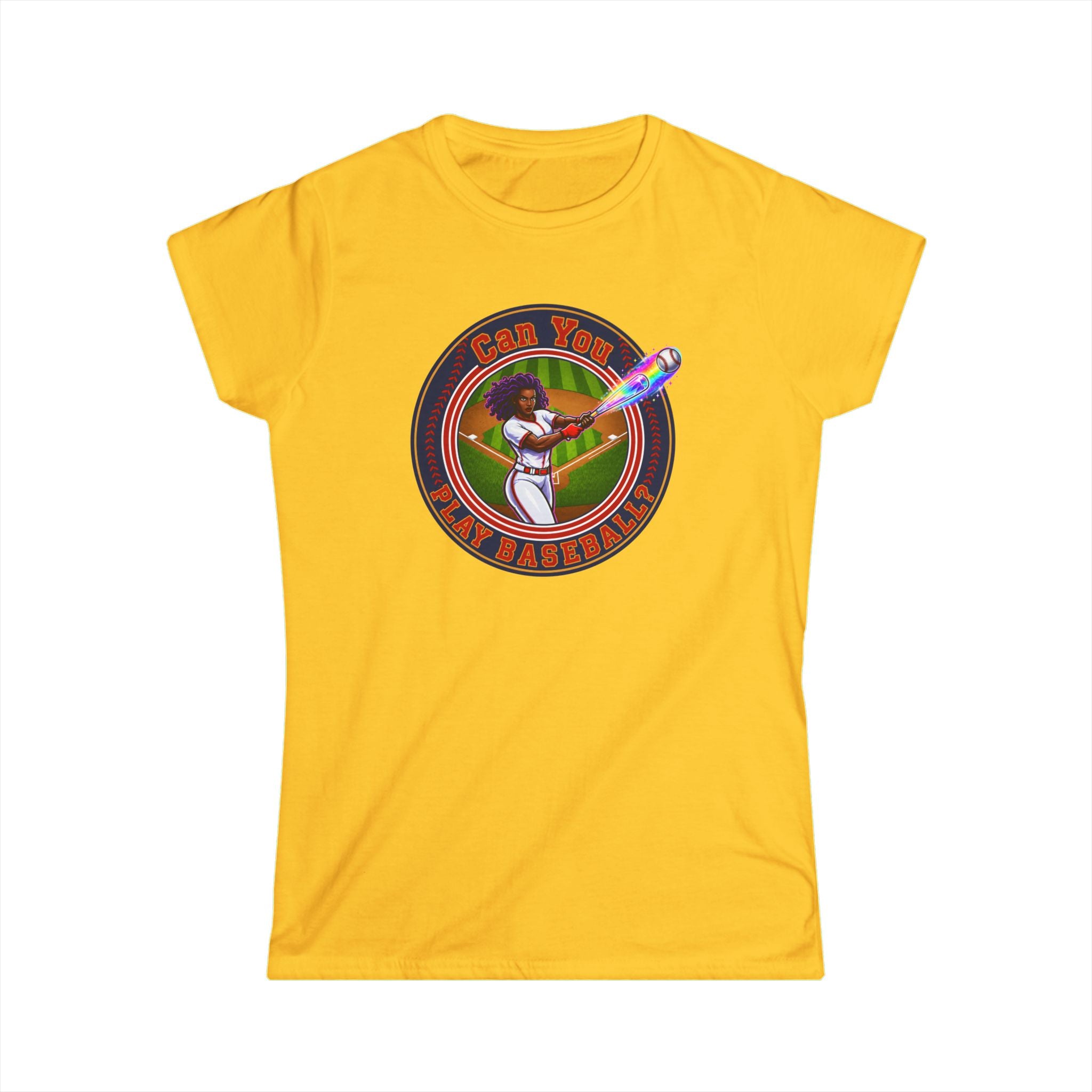 Can You Play Baseball? Women's Baseball Graphic Tee - Vintage Batter Design