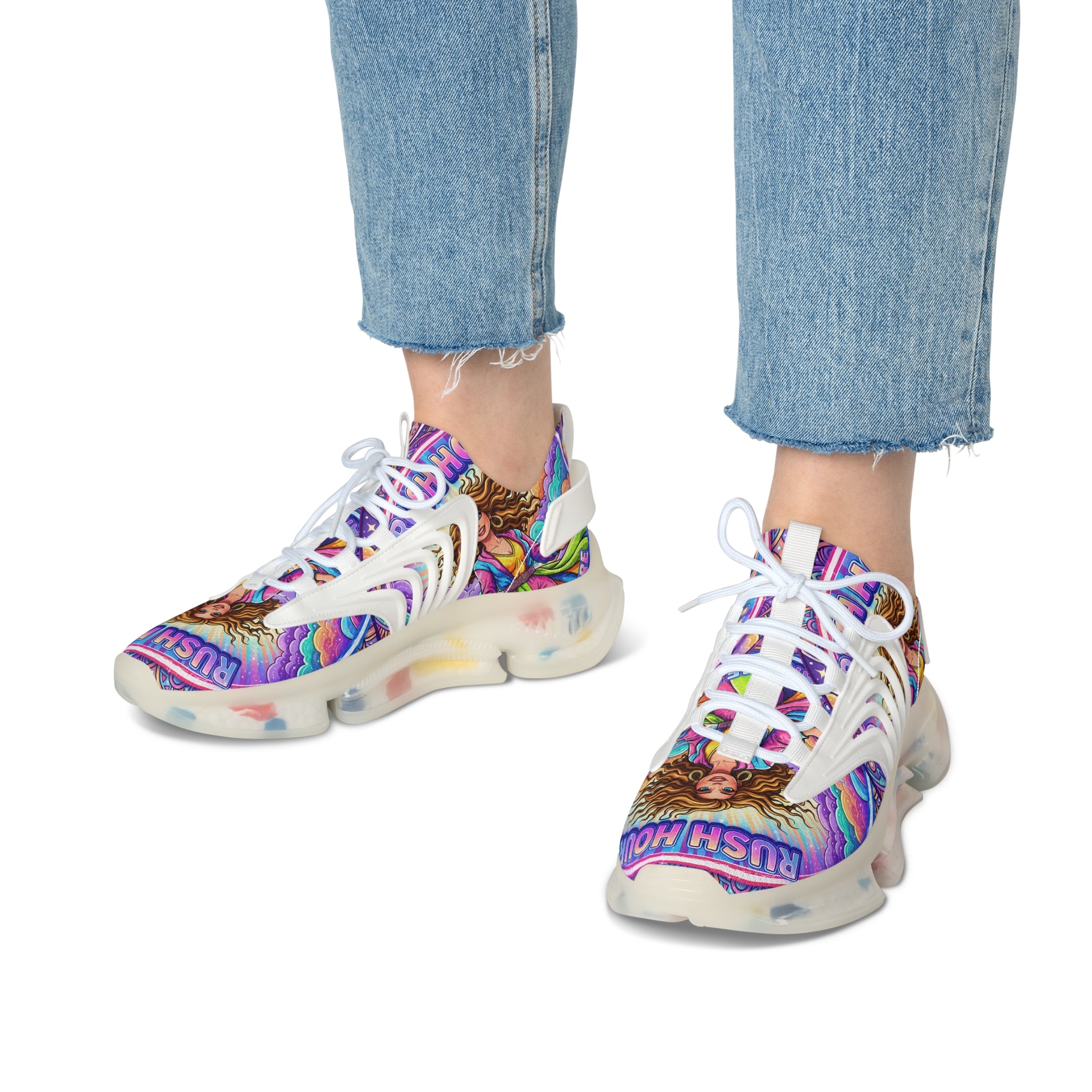 Mesh Sneakers — Vibrant 'Rush Hour' Retro Goddess Athletic Shoes