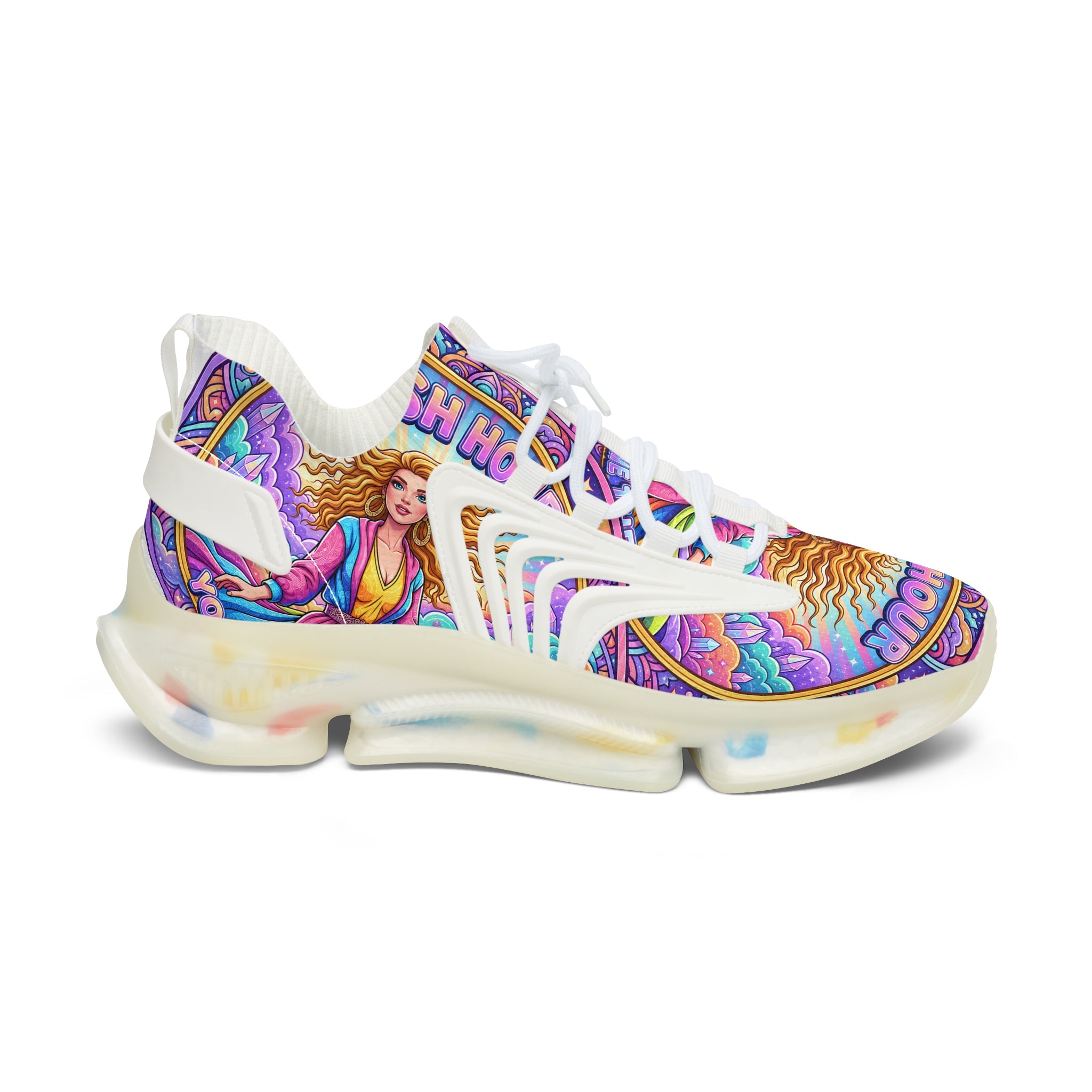 Women's Mesh Sneakers — Colorful Goddess Graphic Athletic Shoes