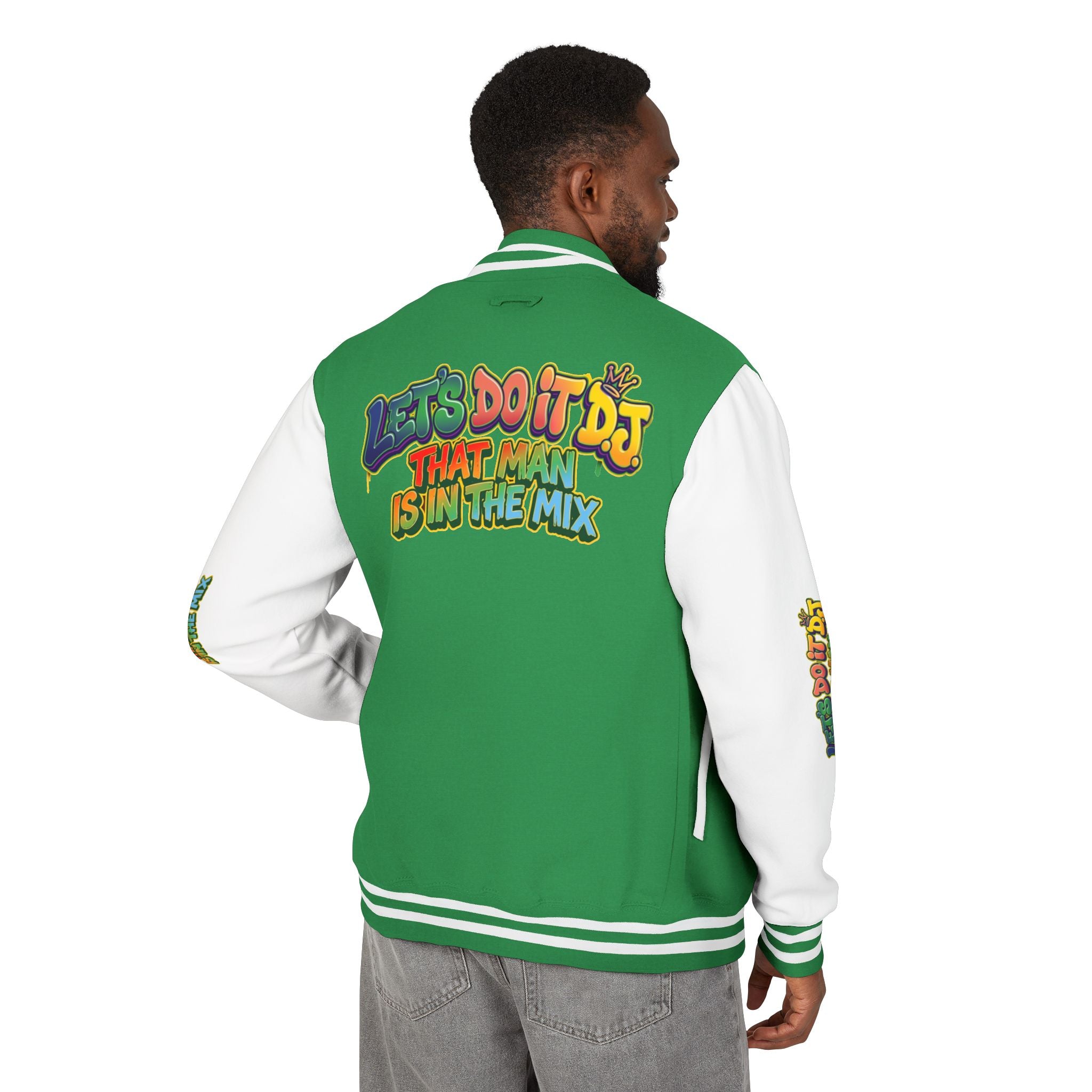 Letterman Jacket — 'Let's Do It' DJ Graphic Varsity Jacket