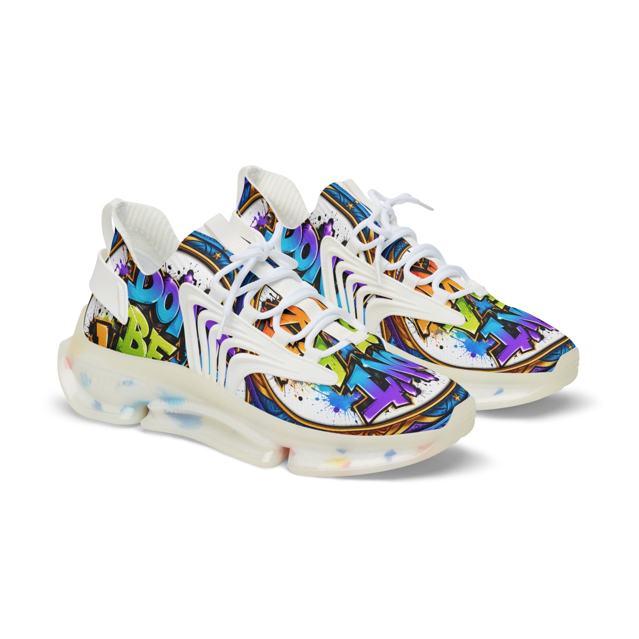Men's Mesh Sneakers — " Don't Be A Junkie" Colorful 'Don't Be a Junkie' Graffiti Athletic Shoes