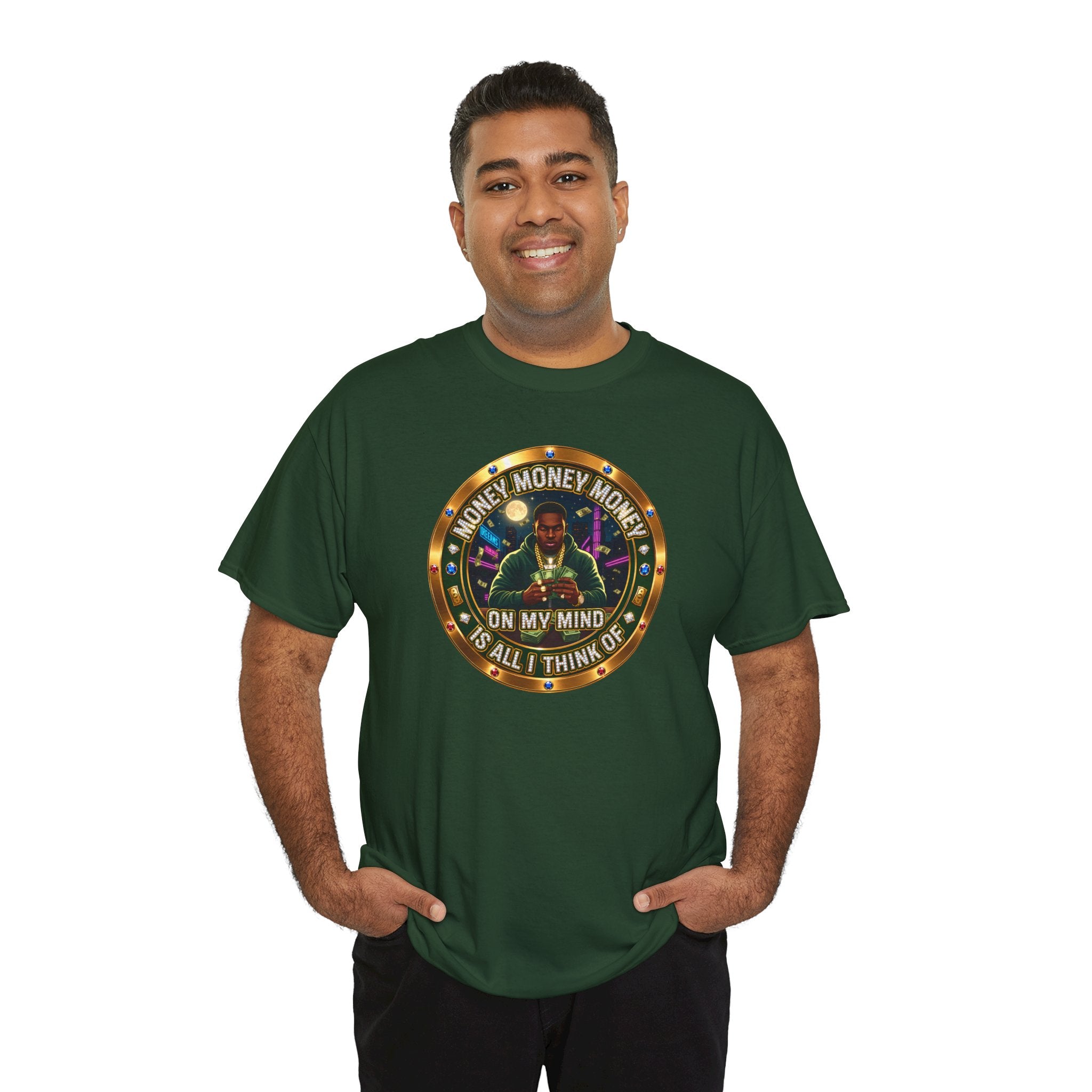 "Money On My Mind" Graphic Tee — Retro Casino Coin Design