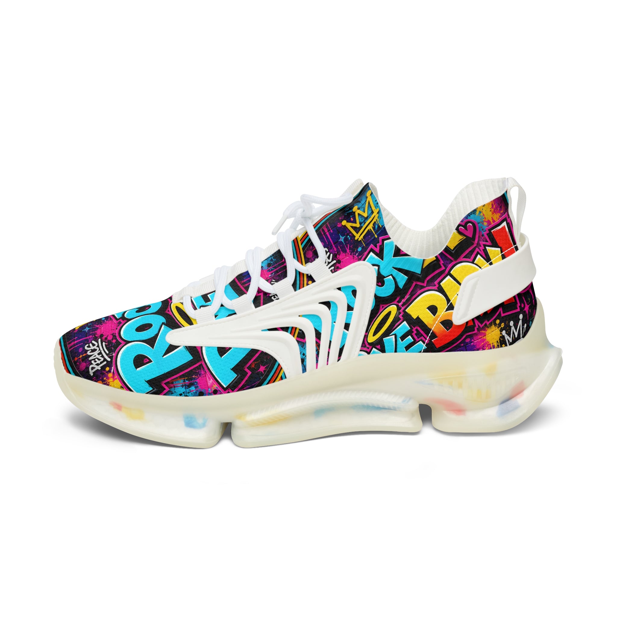Women's Mesh Sneakers - Bold Graffiti 'Rock A Bye Baby' Streetwear Running Shoes