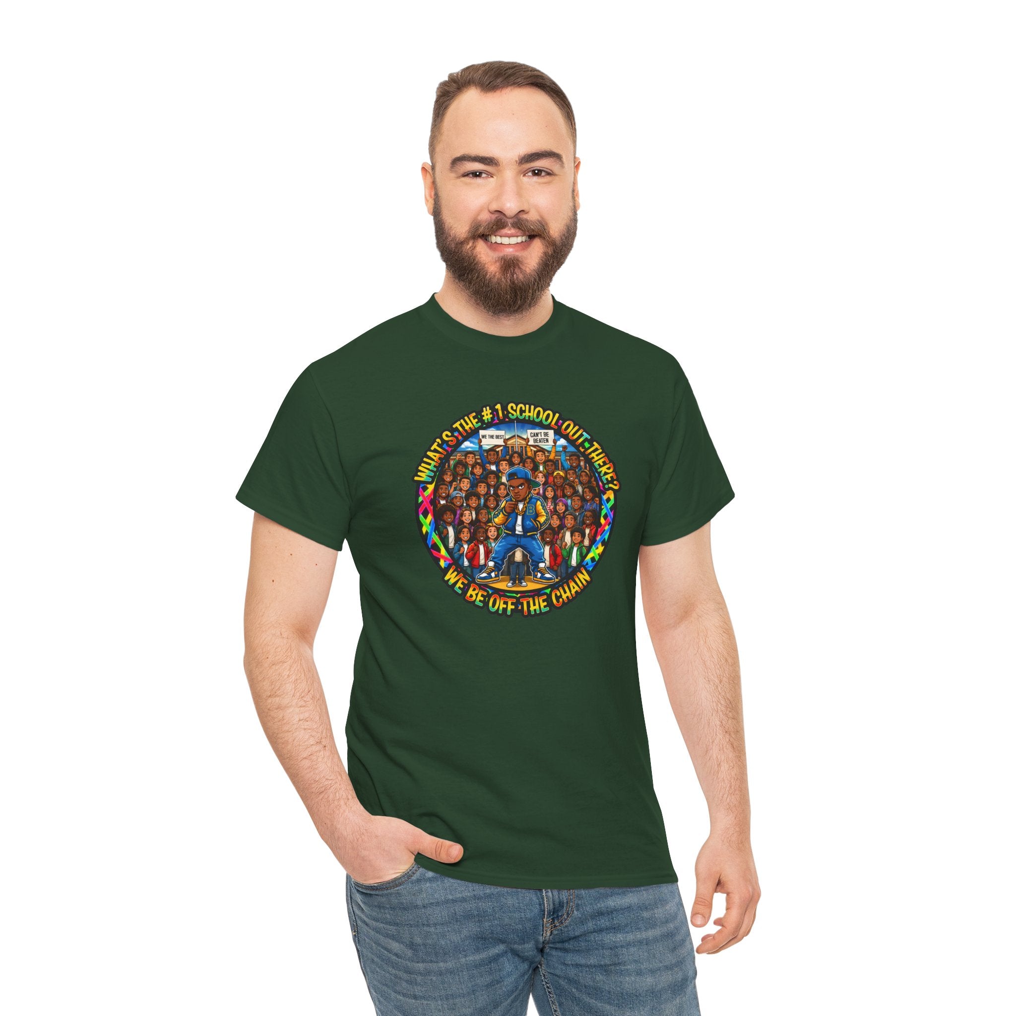 Community Unity Tee — "What's The #1 School Out There" Illustration Shirt