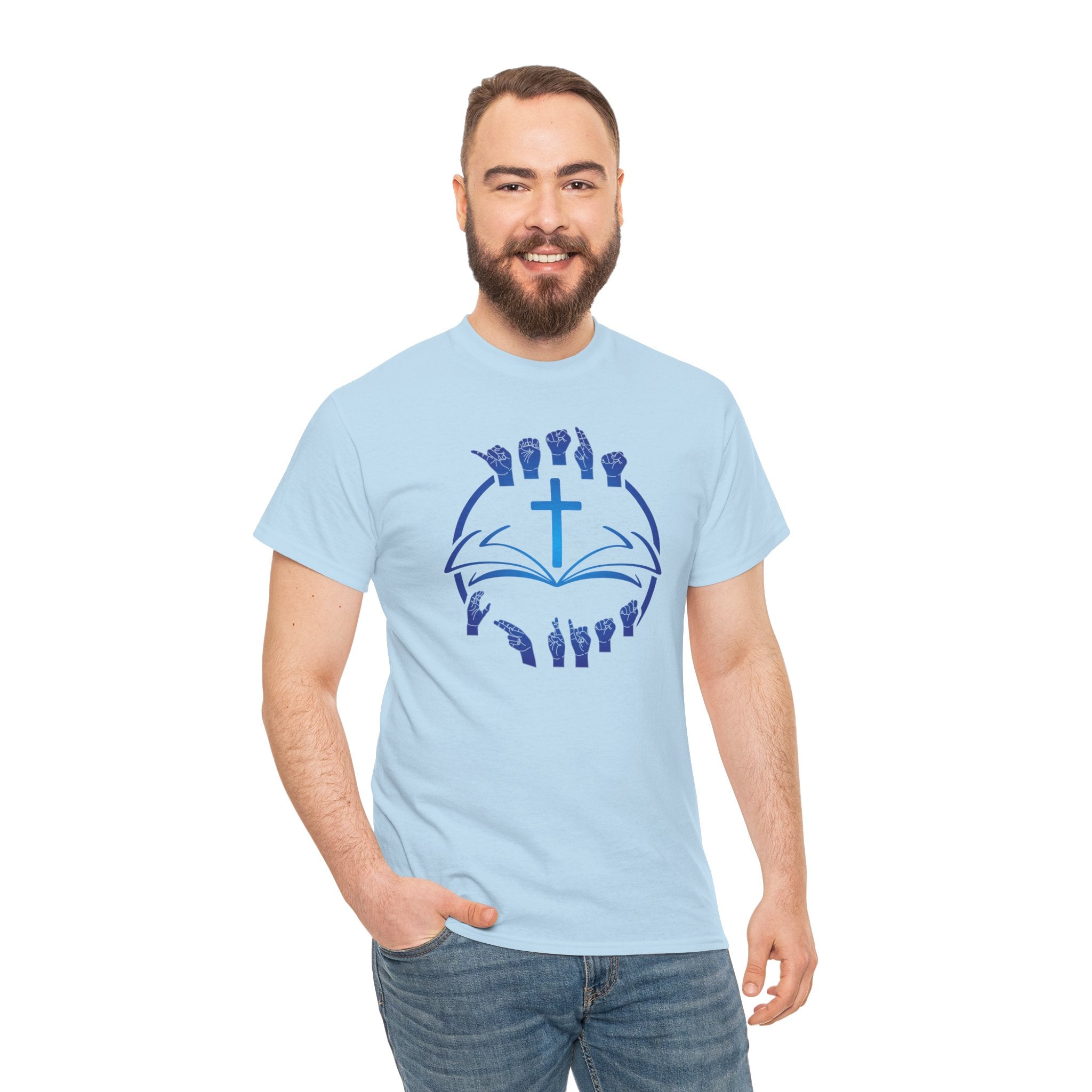 "Christian Bible Cross Sign Language "T-Shirt — Faith Prayer Hands Tee