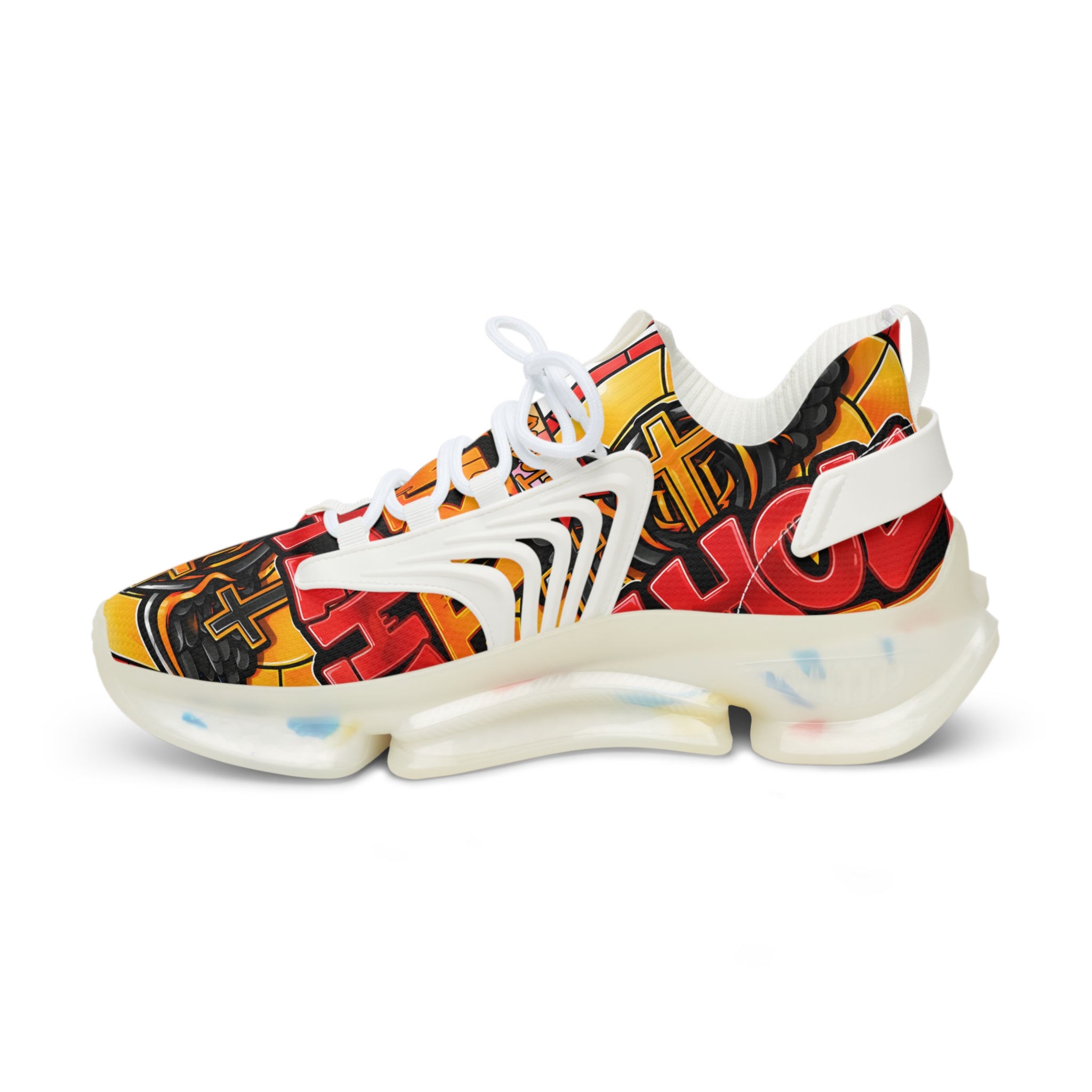 Men's Graphic Sneakers — "Holy Trinity " Bold Cross & Flame Athletic Shoes