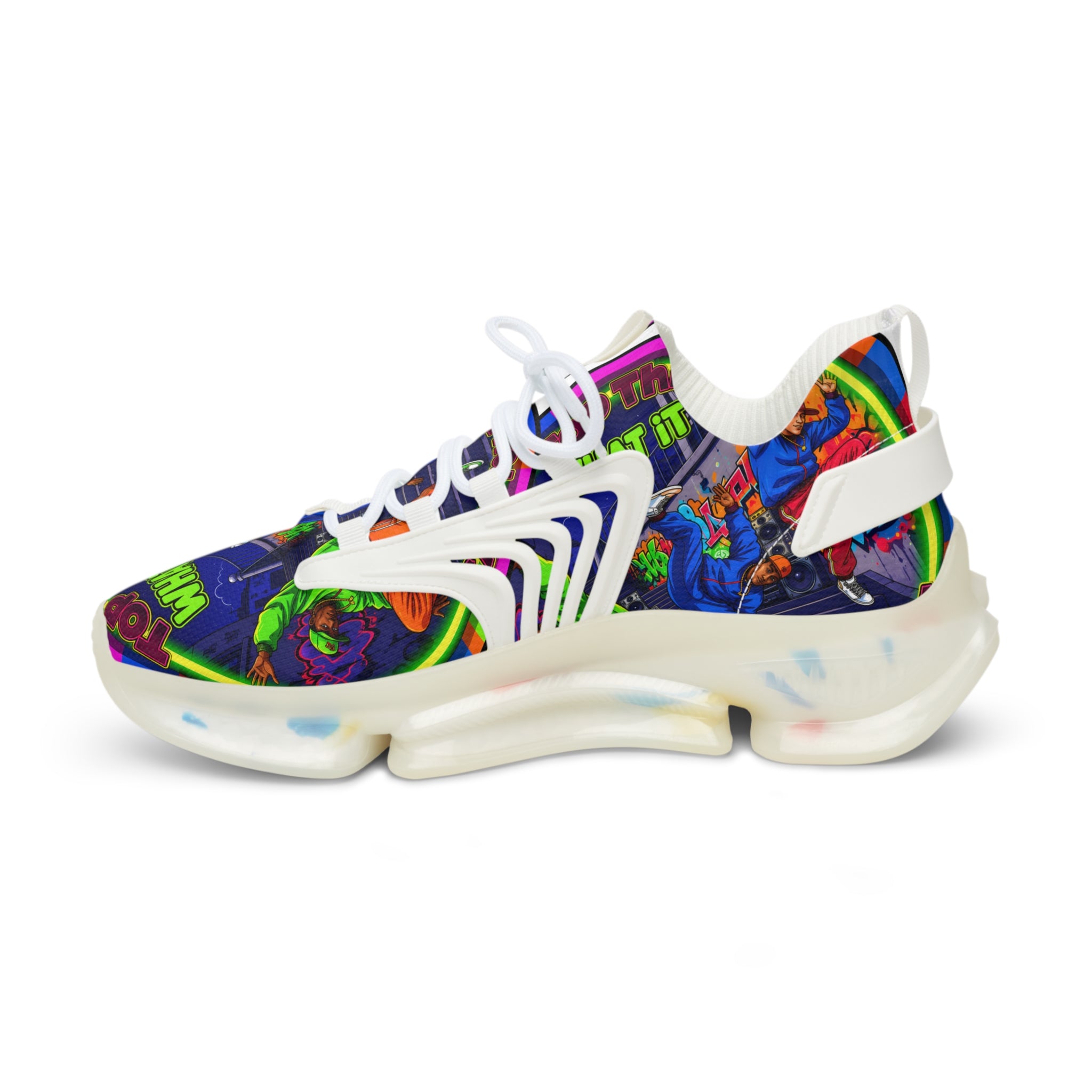 Men's Mesh Sneakers — " Top That What It Is" Colorful Comic Pop Art Graphic Athletic Shoes